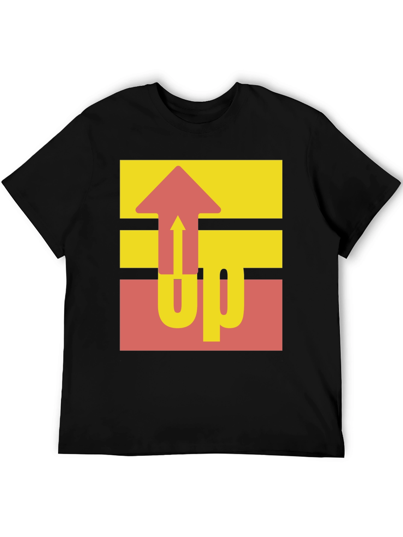 Retro UP Graphic Tee - Casual Black Cotton Shirt