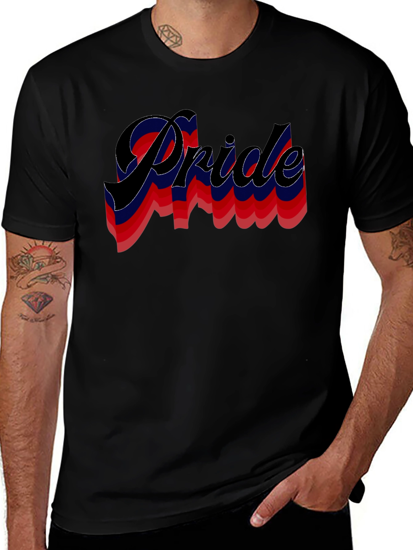 Pride Retro Wave T-Shirt Black Cotton