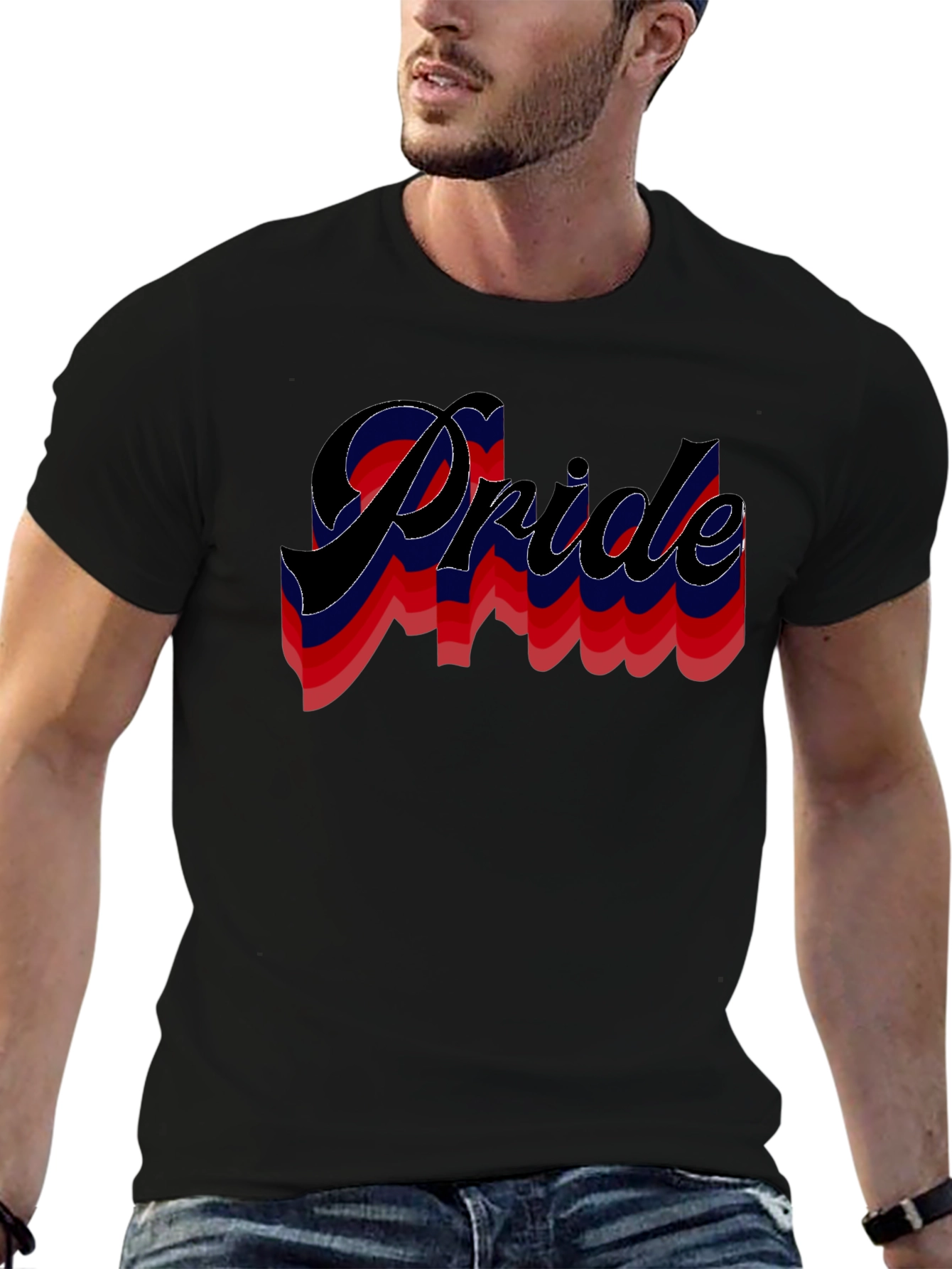 Pride Retro Wave T-Shirt Black Cotton