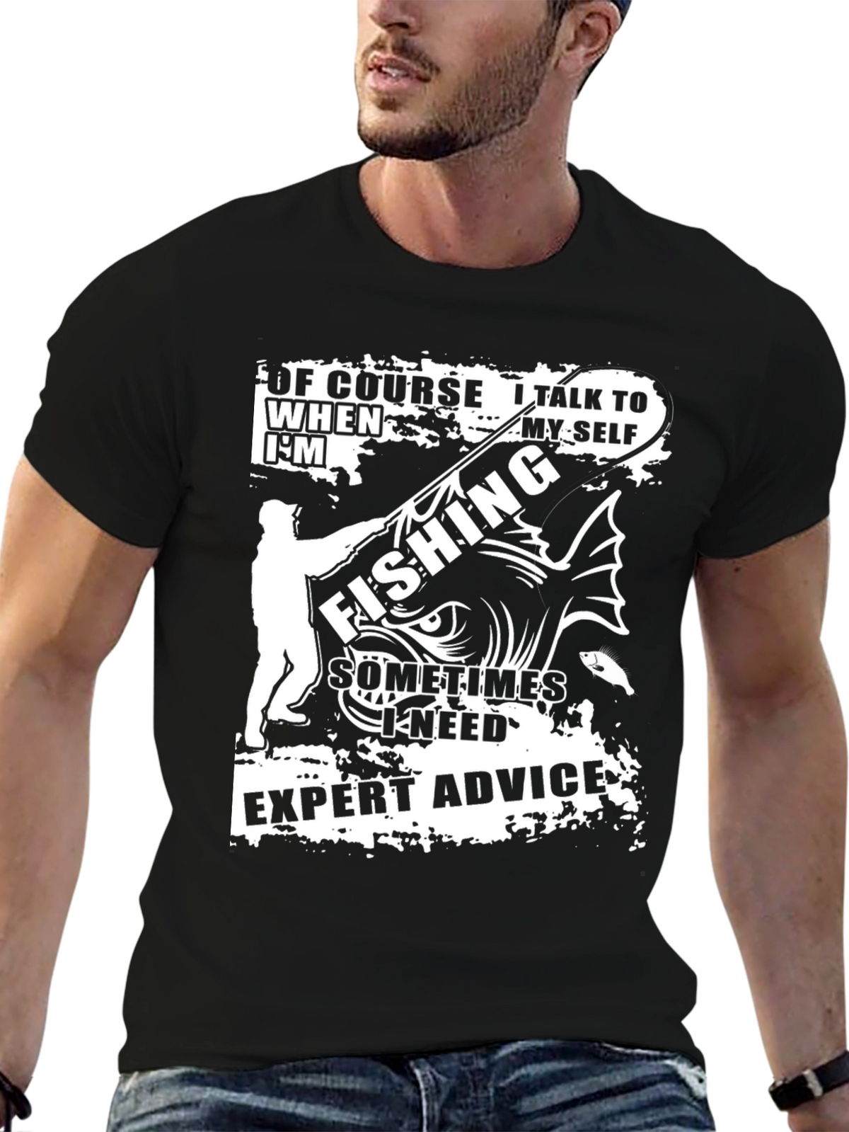 Funny Fishing Expert Advice Black T-Shirt