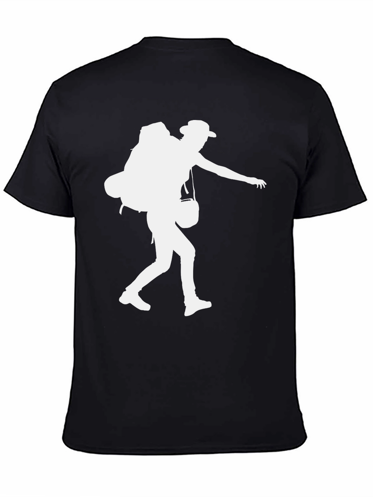 Hiker Silhouette Graphic Tee - Black Cotton Shirt