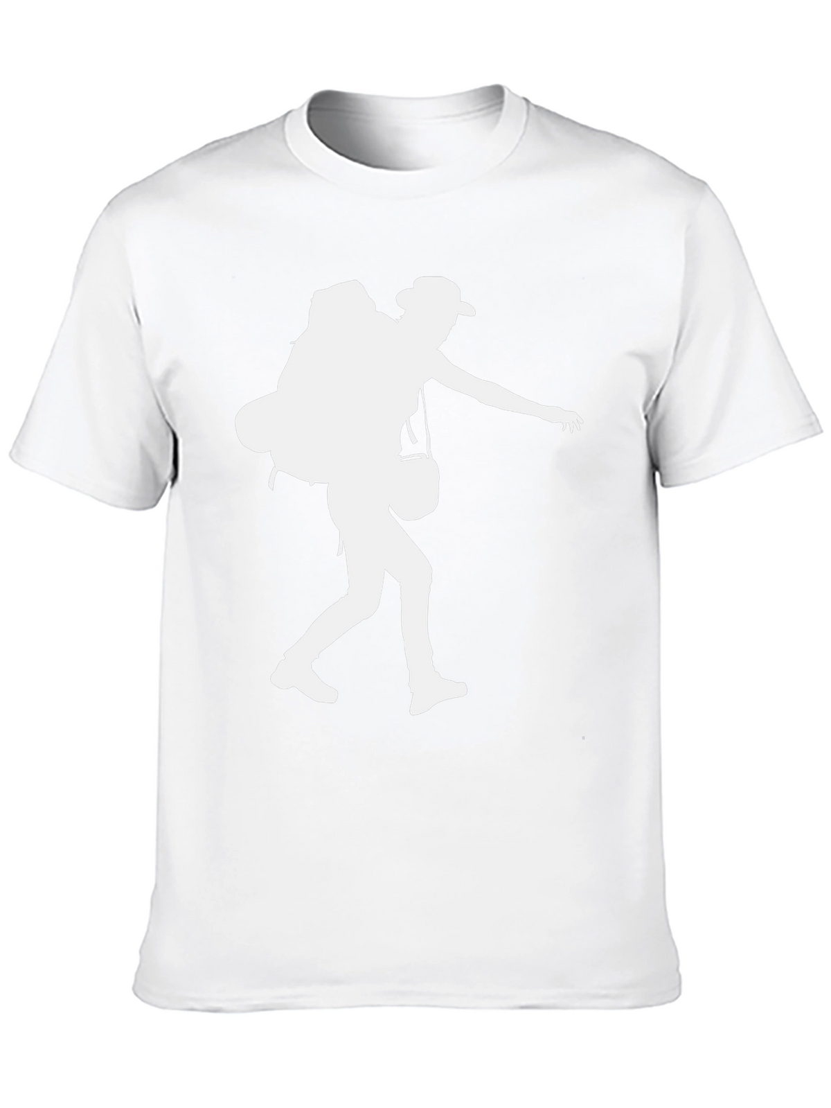Hiker Silhouette Graphic Tee - Black Cotton Shirt