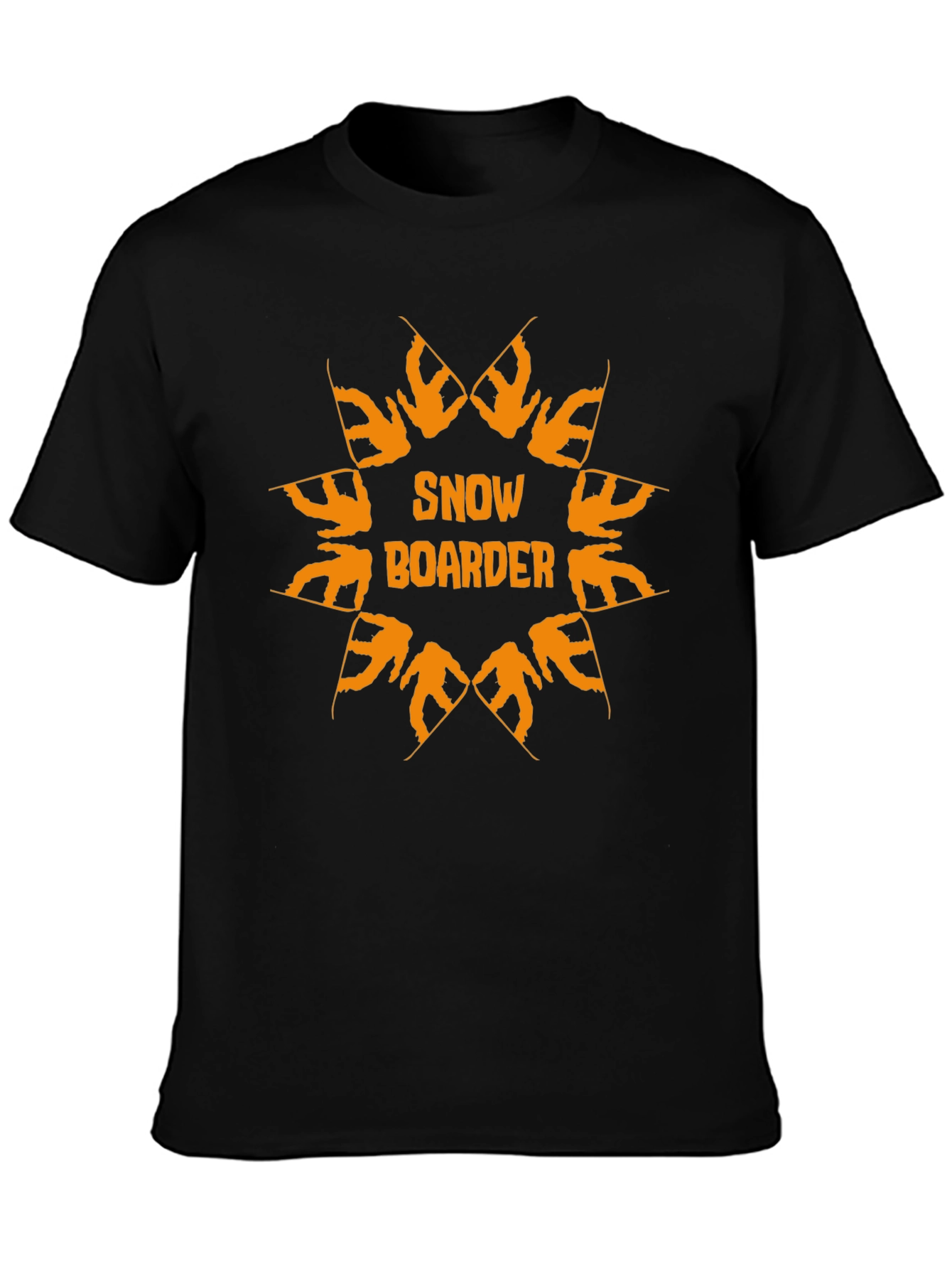Snowboarder Graphic Print Black T-Shirt