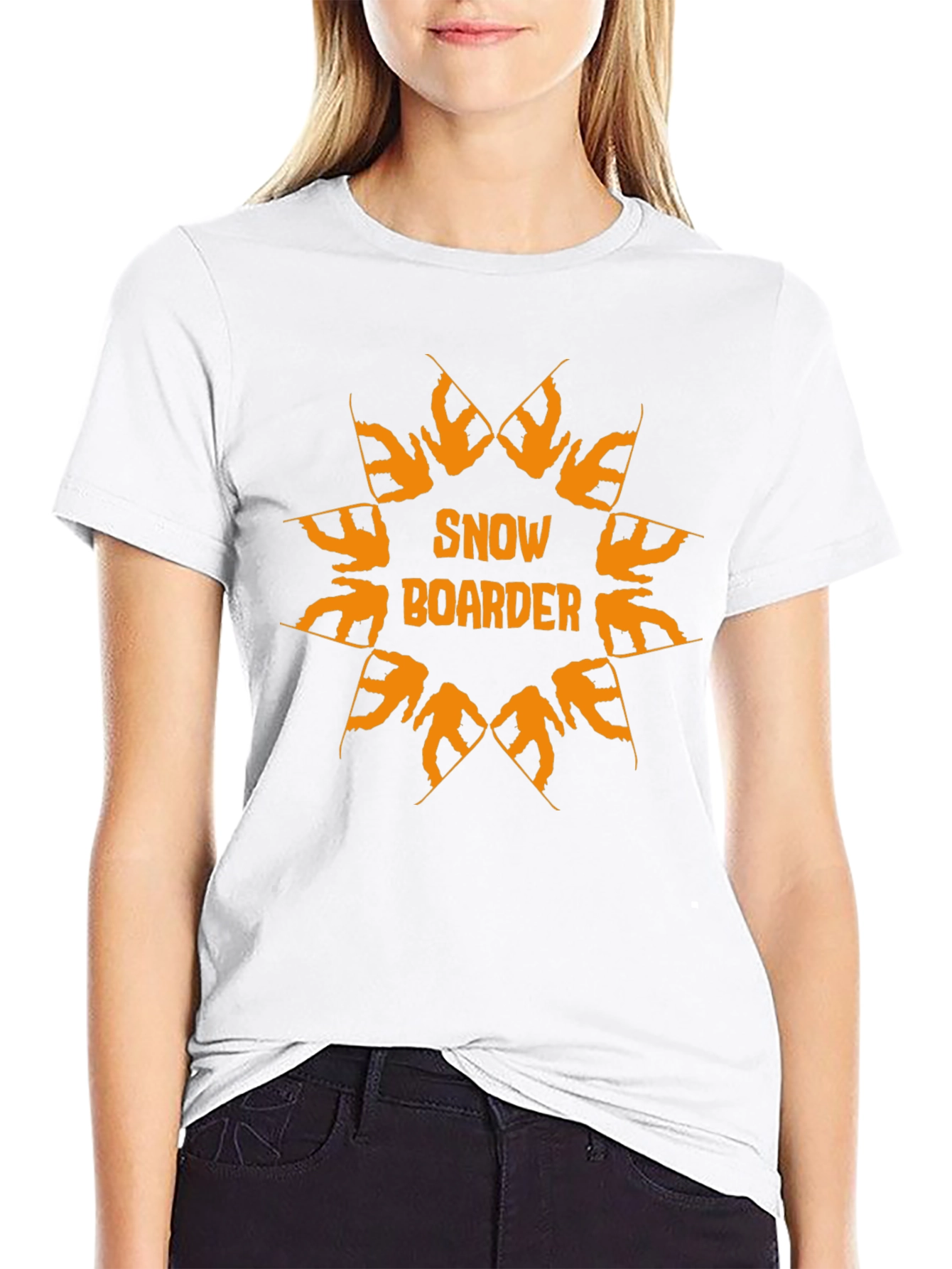 Snowboarder Graphic Print Black T-Shirt