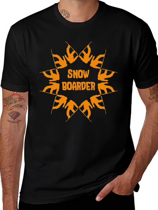 Snowboarder Graphic Print Black T-Shirt