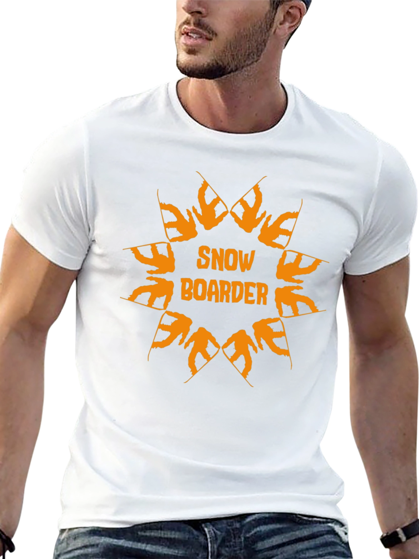 Snowboarder Graphic Print Black T-Shirt