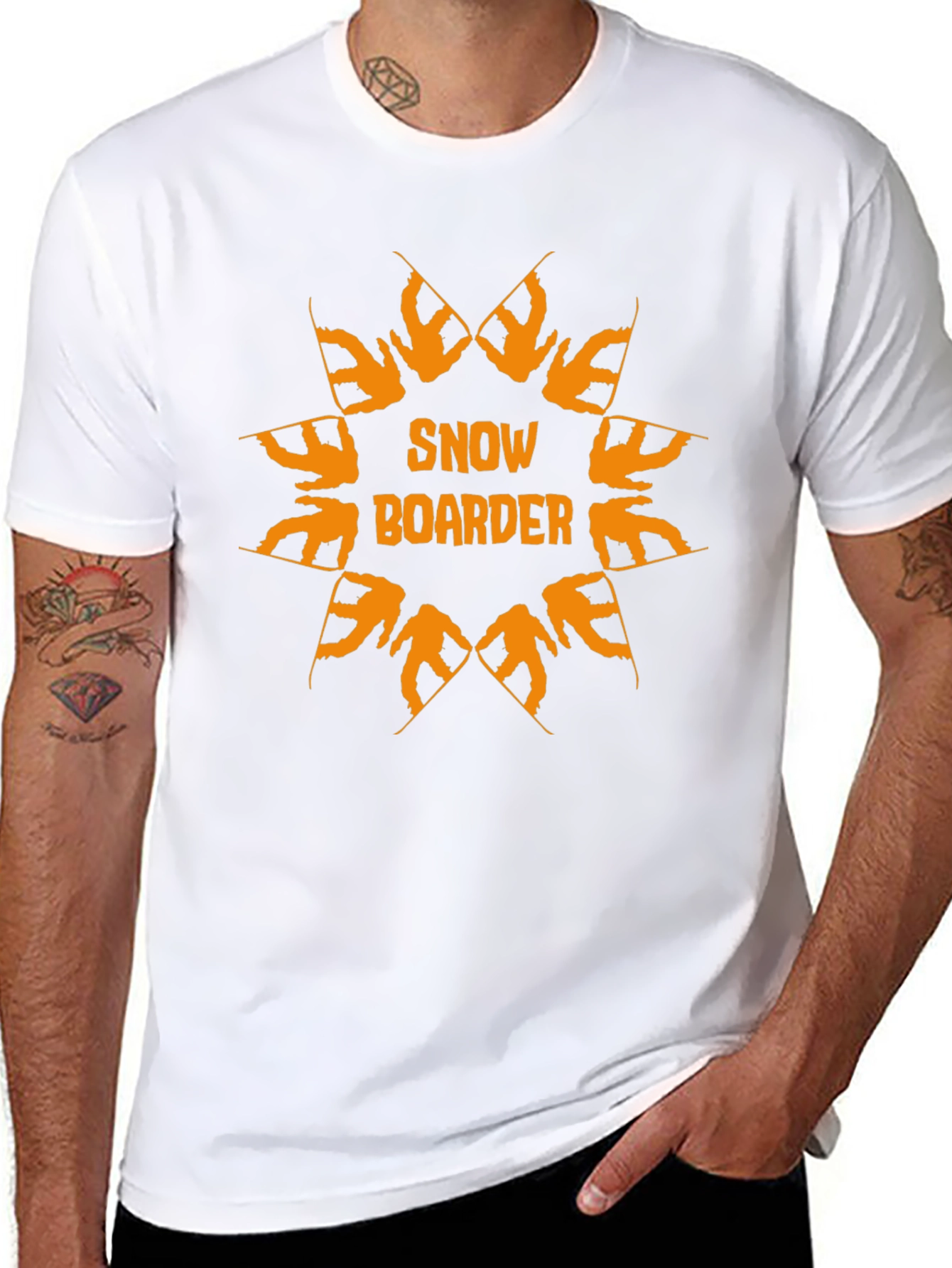 Snowboarder Graphic Print Black T-Shirt