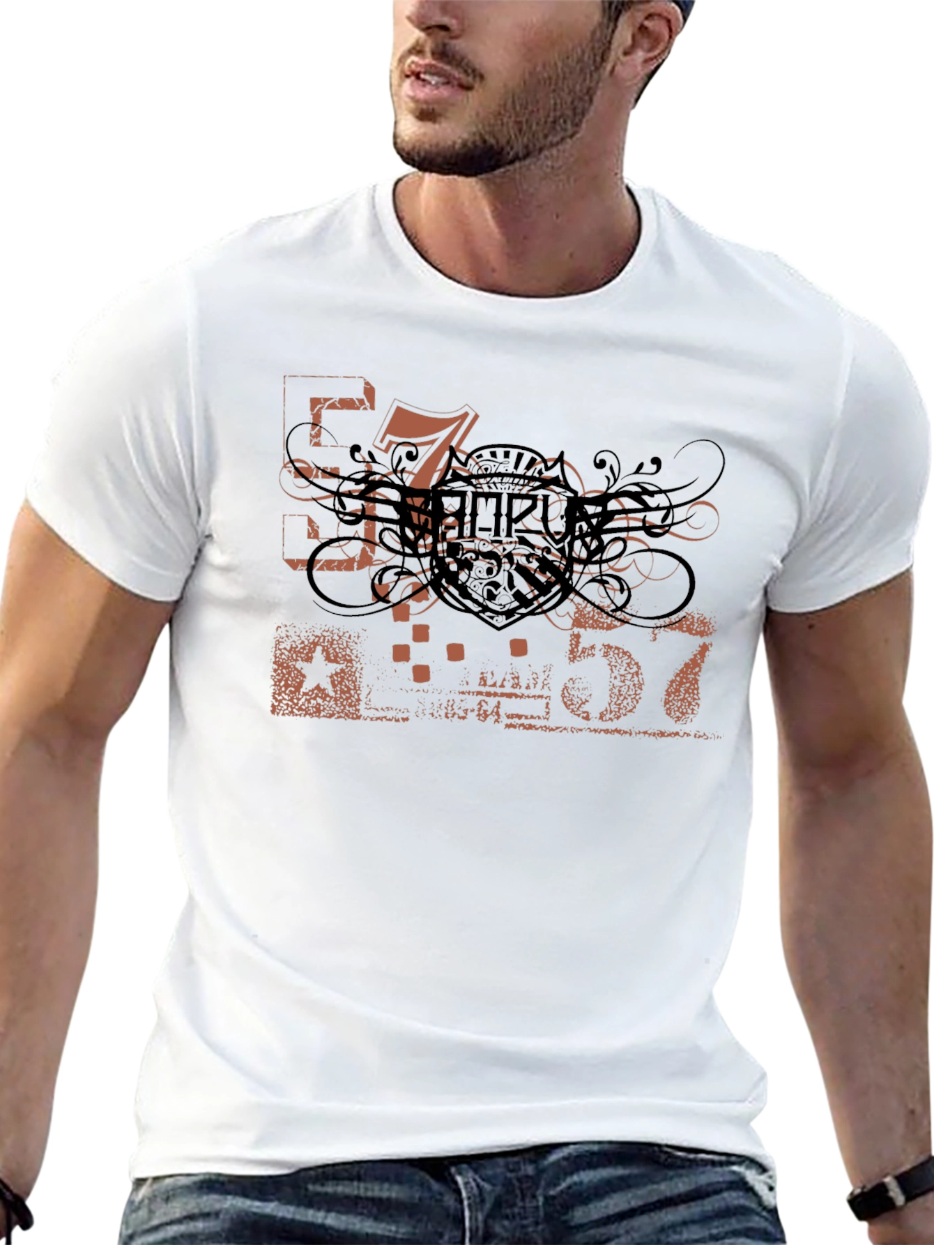 Mens Black Graphic Tee - Urban Style