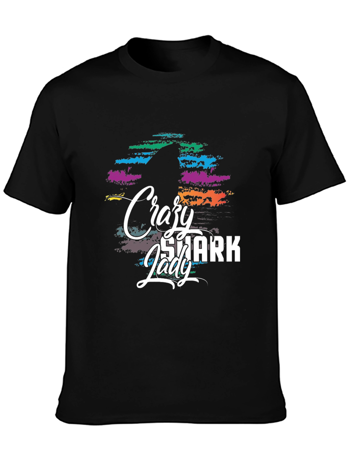 Crazy Shark Lady Graphic Tee - Black T-Shirt
