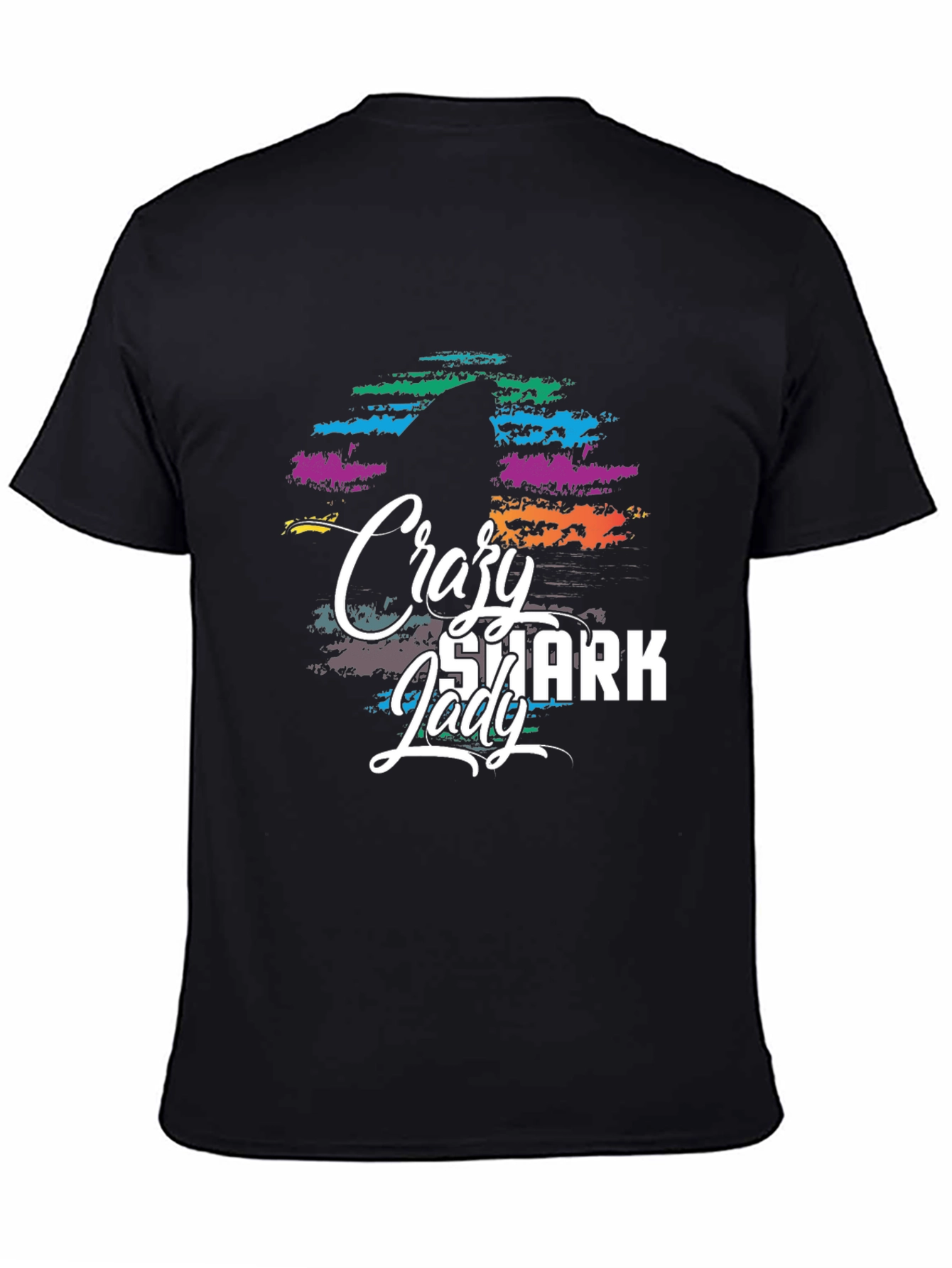 Crazy Shark Lady Graphic Tee - Black T-Shirt