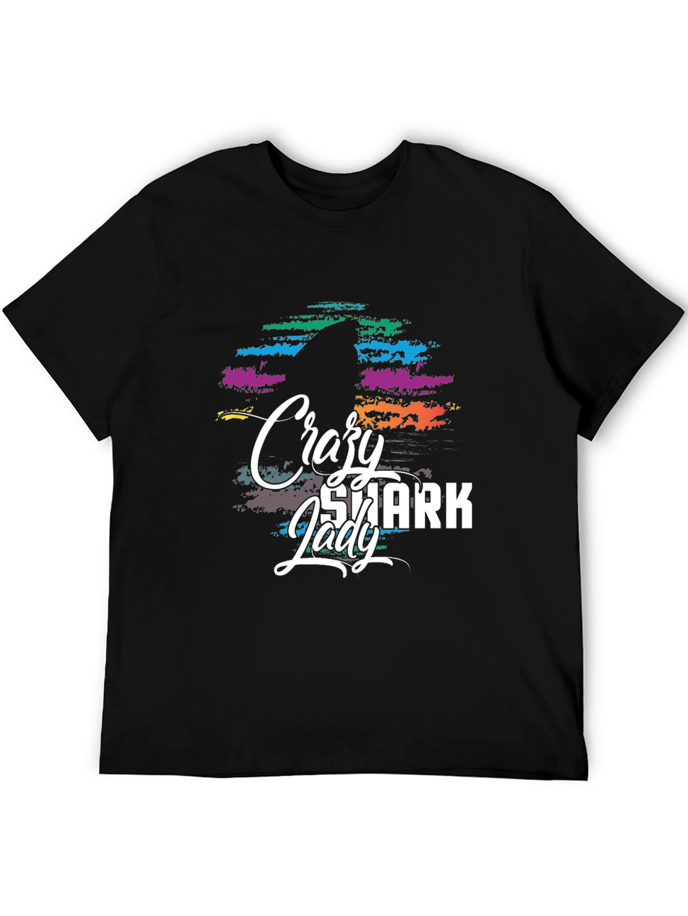 Crazy Shark Lady Graphic Tee - Black T-Shirt