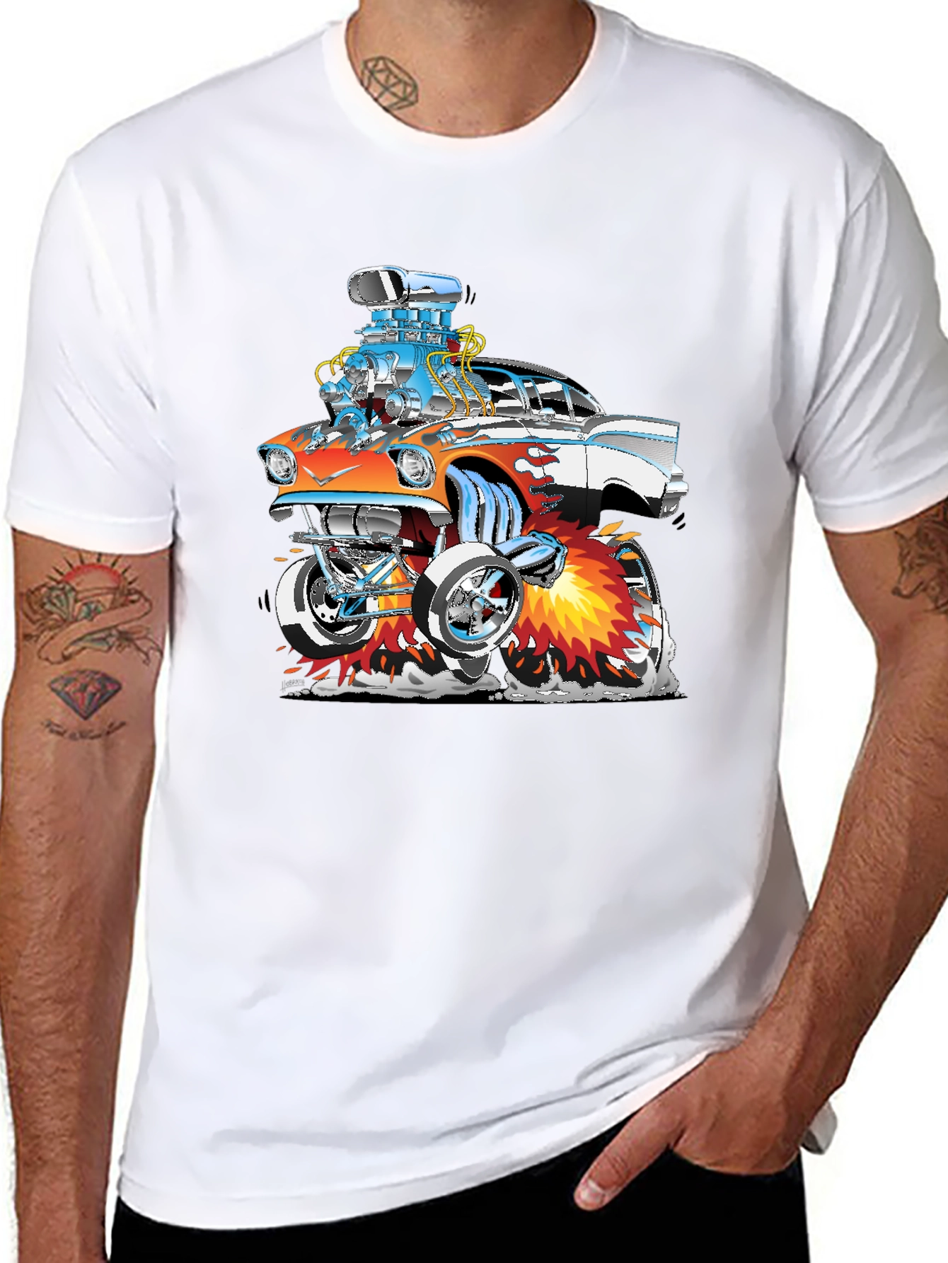 Cartoon Hot Rod Graphic T-Shirt