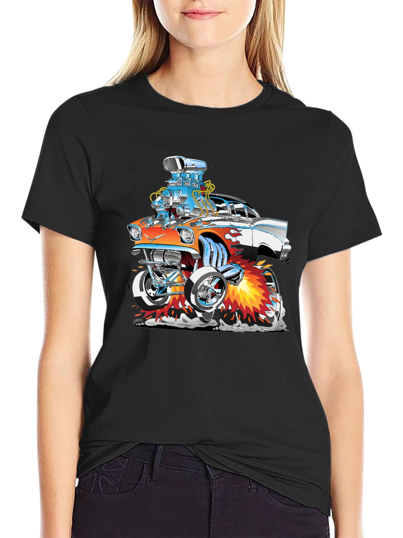 Cartoon Hot Rod Graphic T-Shirt