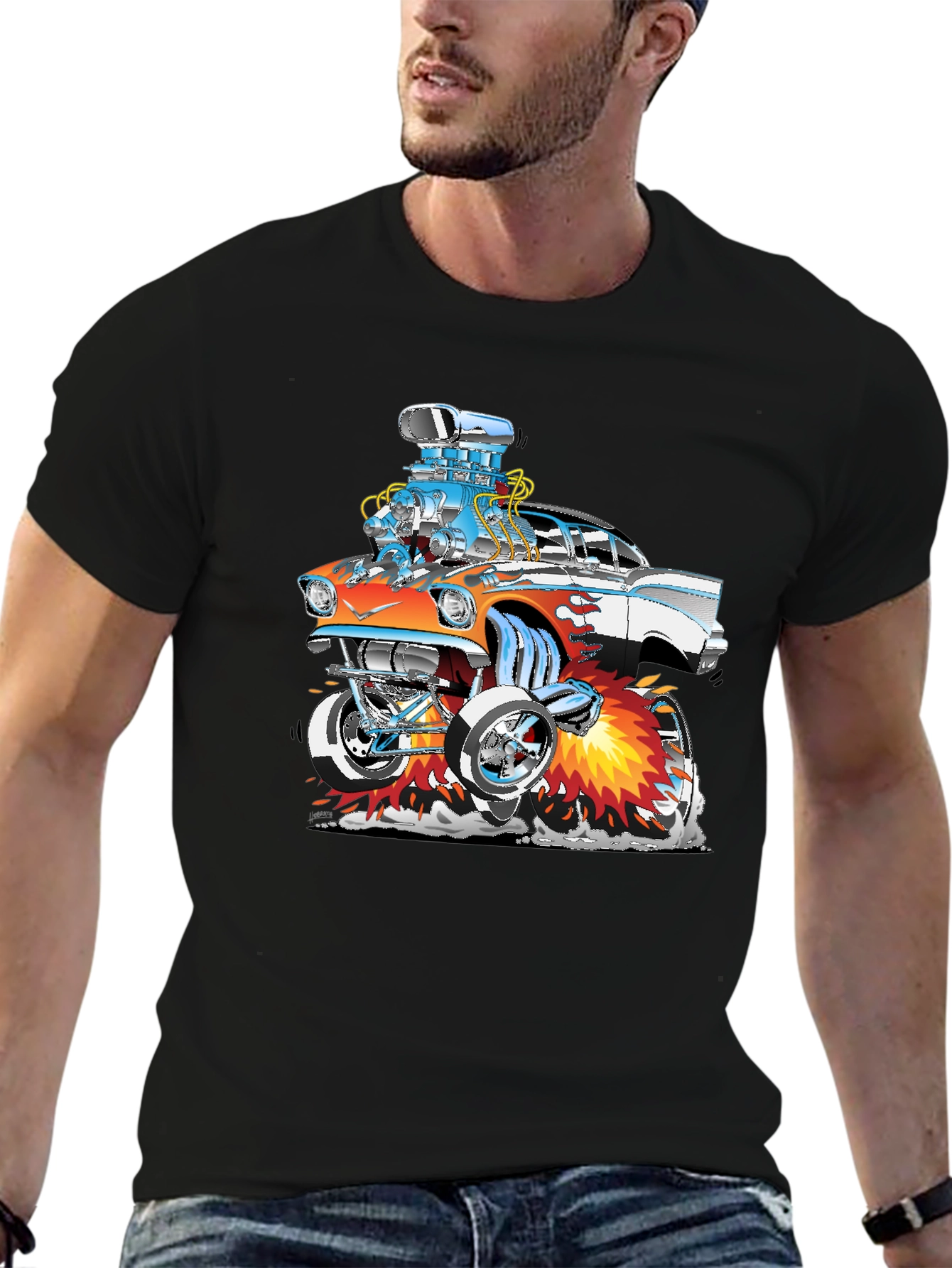 Cartoon Hot Rod Graphic T-Shirt