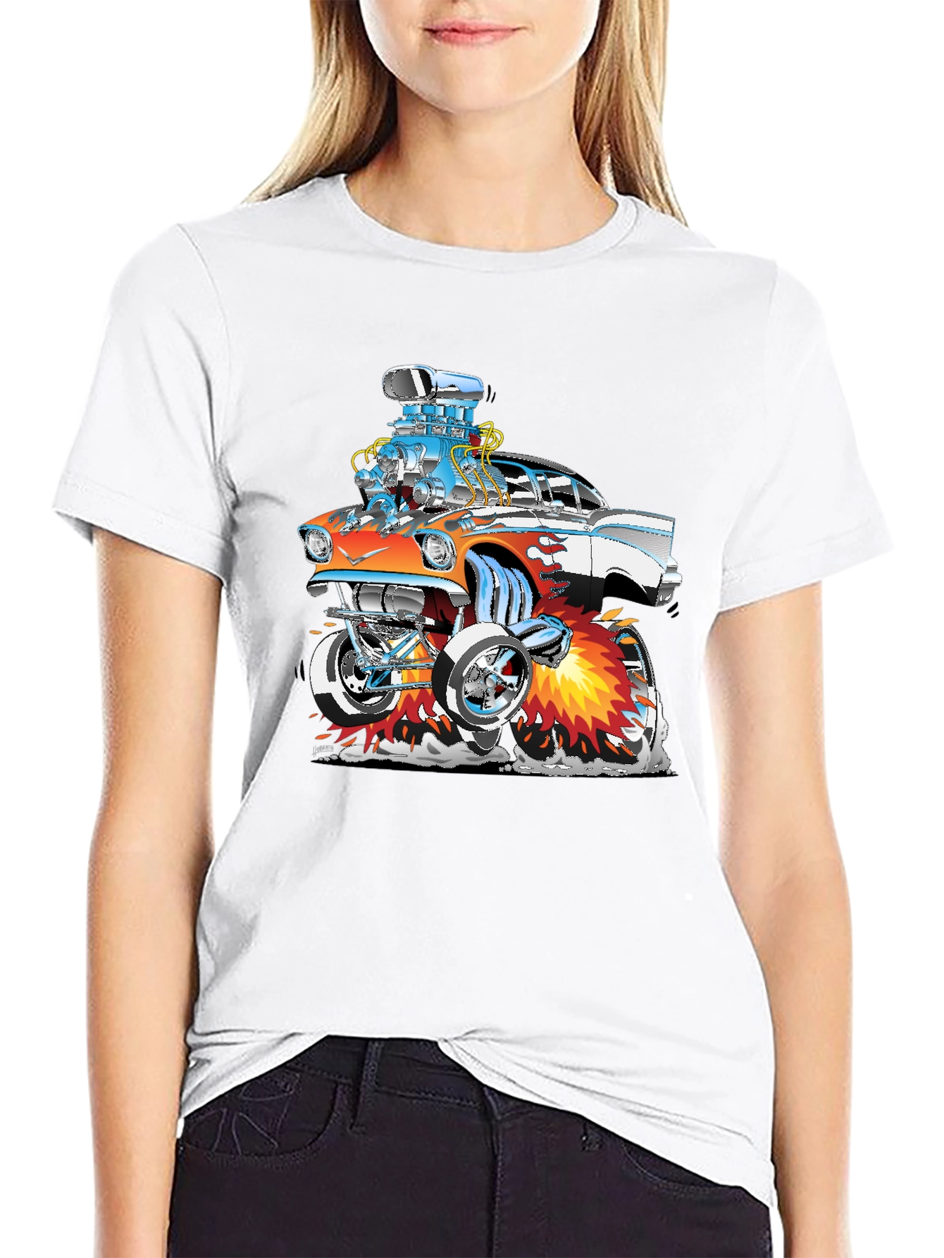 Cartoon Hot Rod Graphic T-Shirt