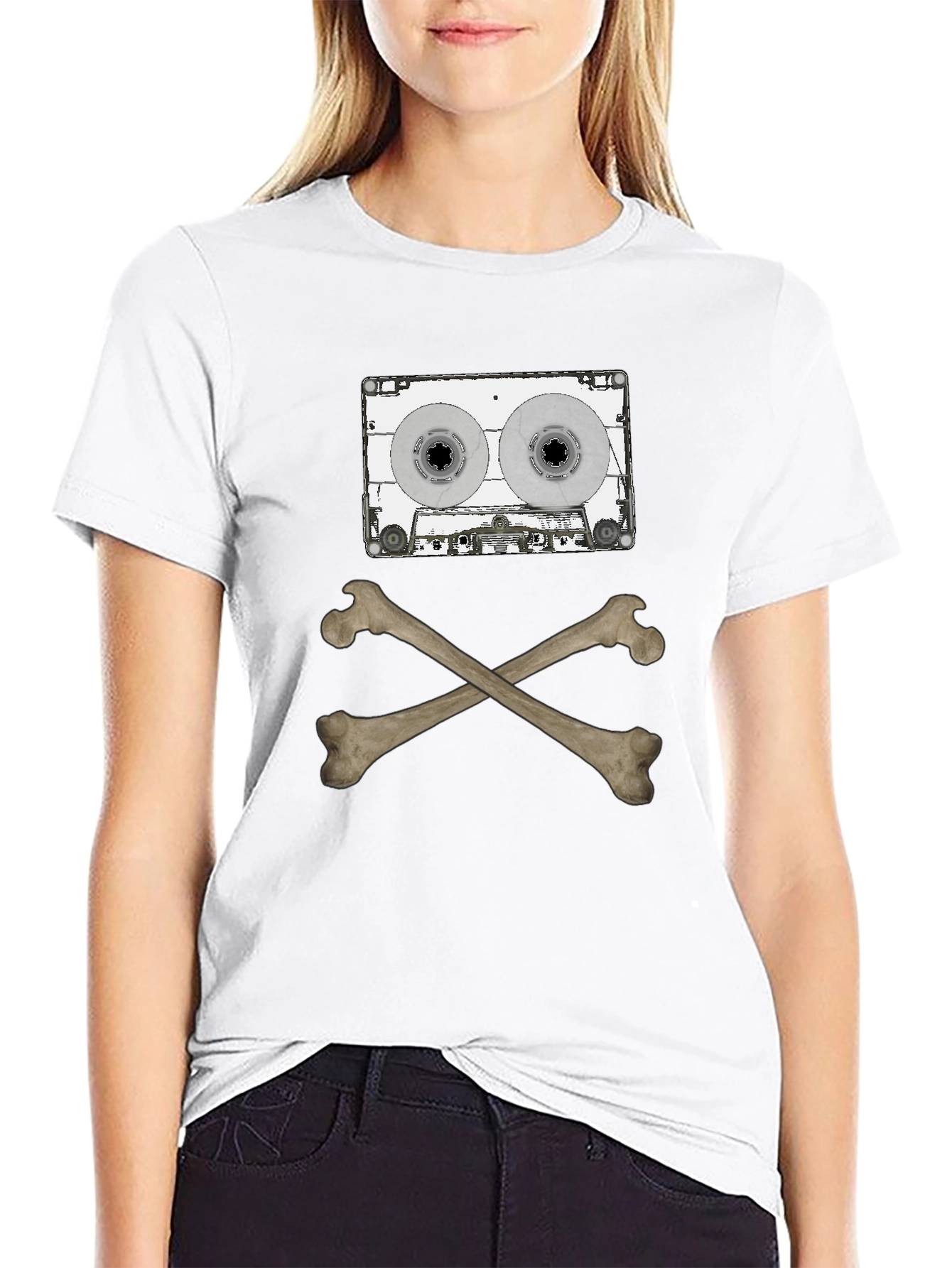 Cassette Bones T-Shirt - Rock & Roll Pirate Style