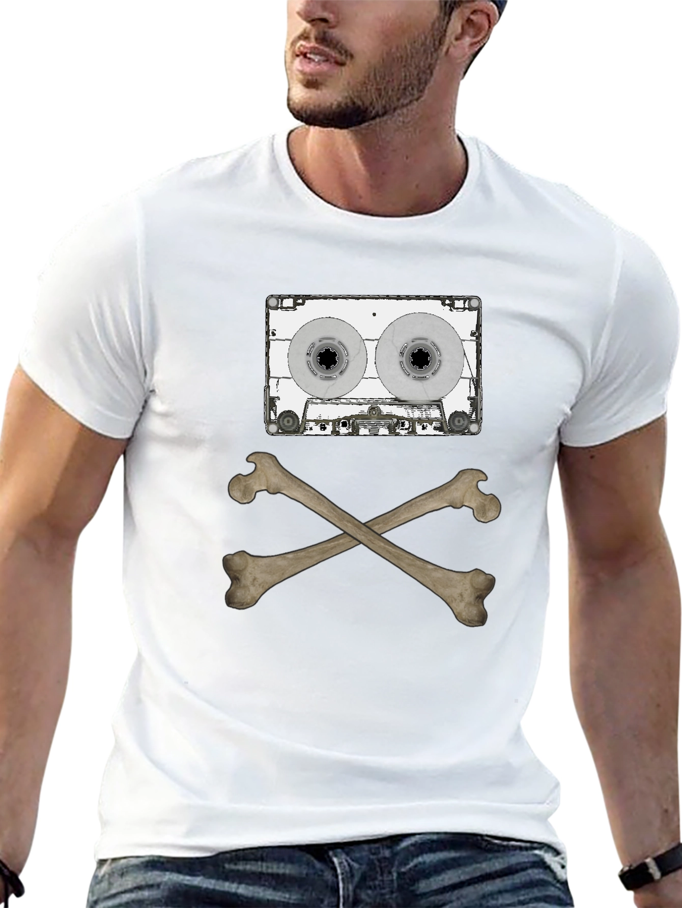 Cassette Bones T-Shirt - Rock & Roll Pirate Style