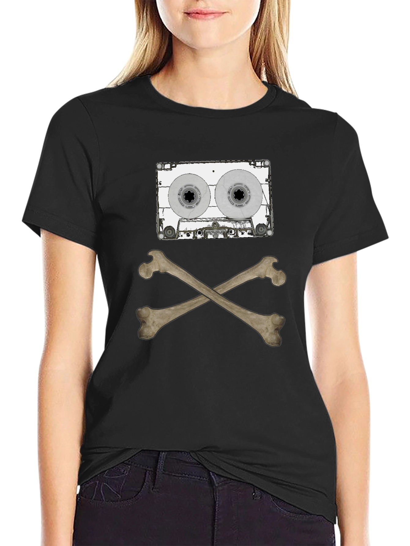 Cassette Bones T-Shirt - Rock & Roll Pirate Style