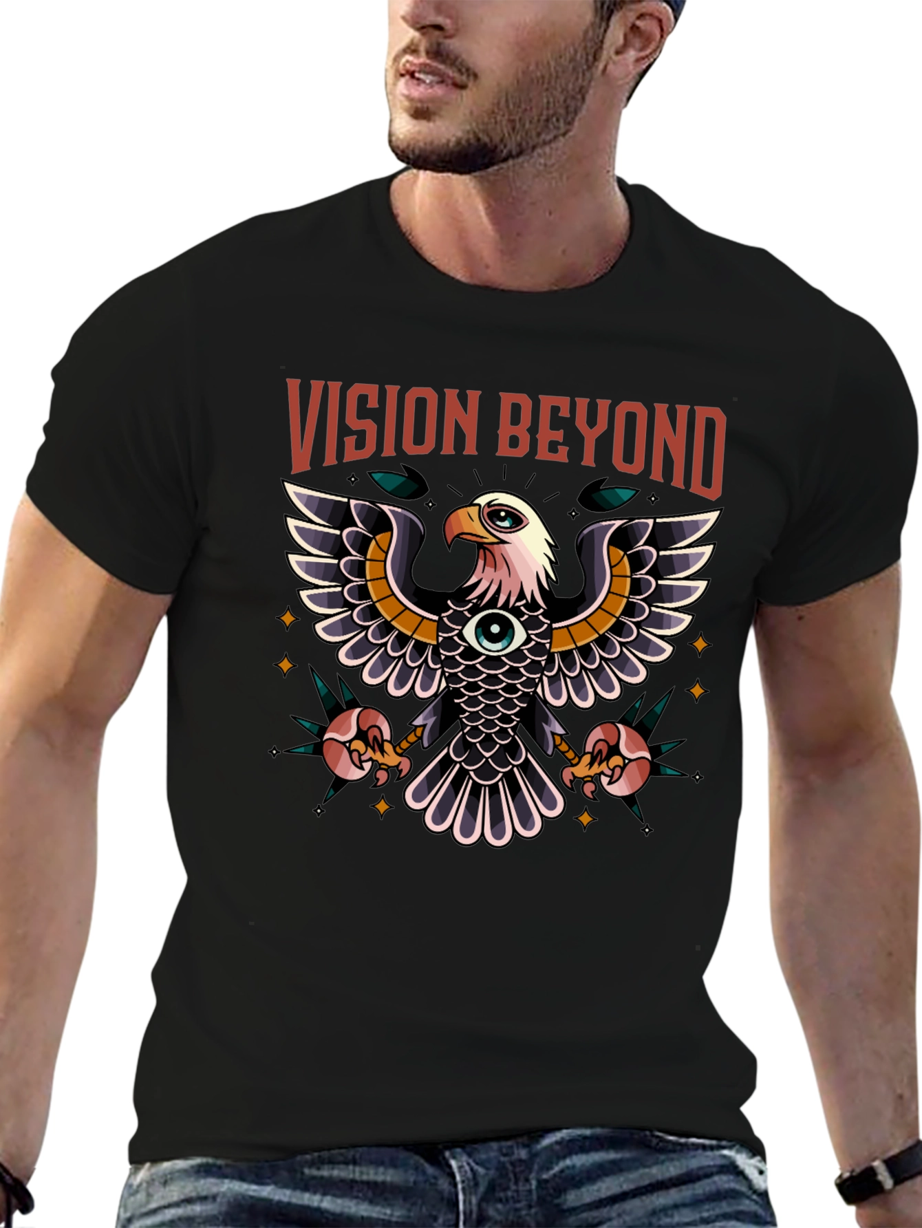 Vision Beyond Eagle Graphic Tee - Black