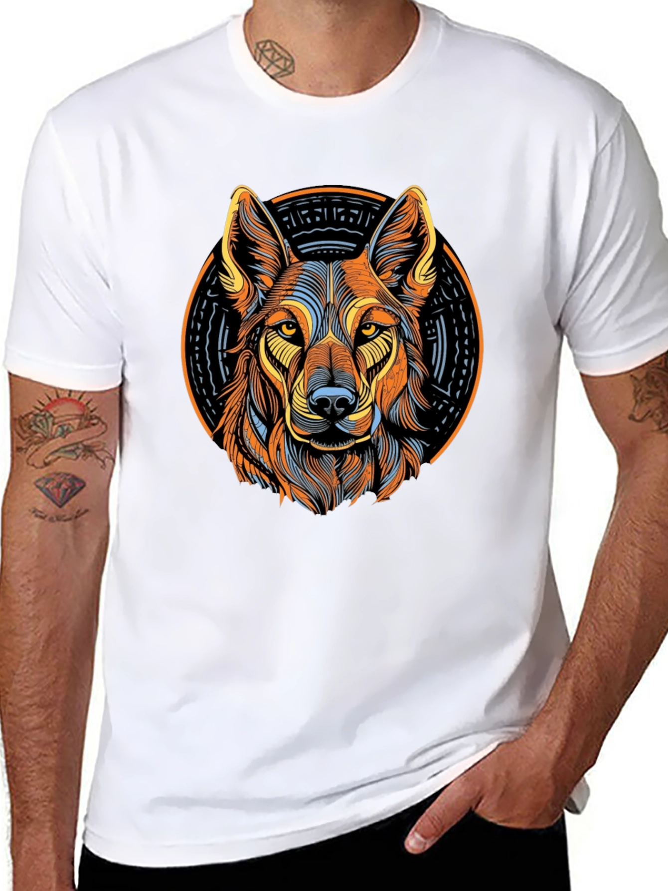 Bold Wolf Graphic Tee - Black Cotton Shirt