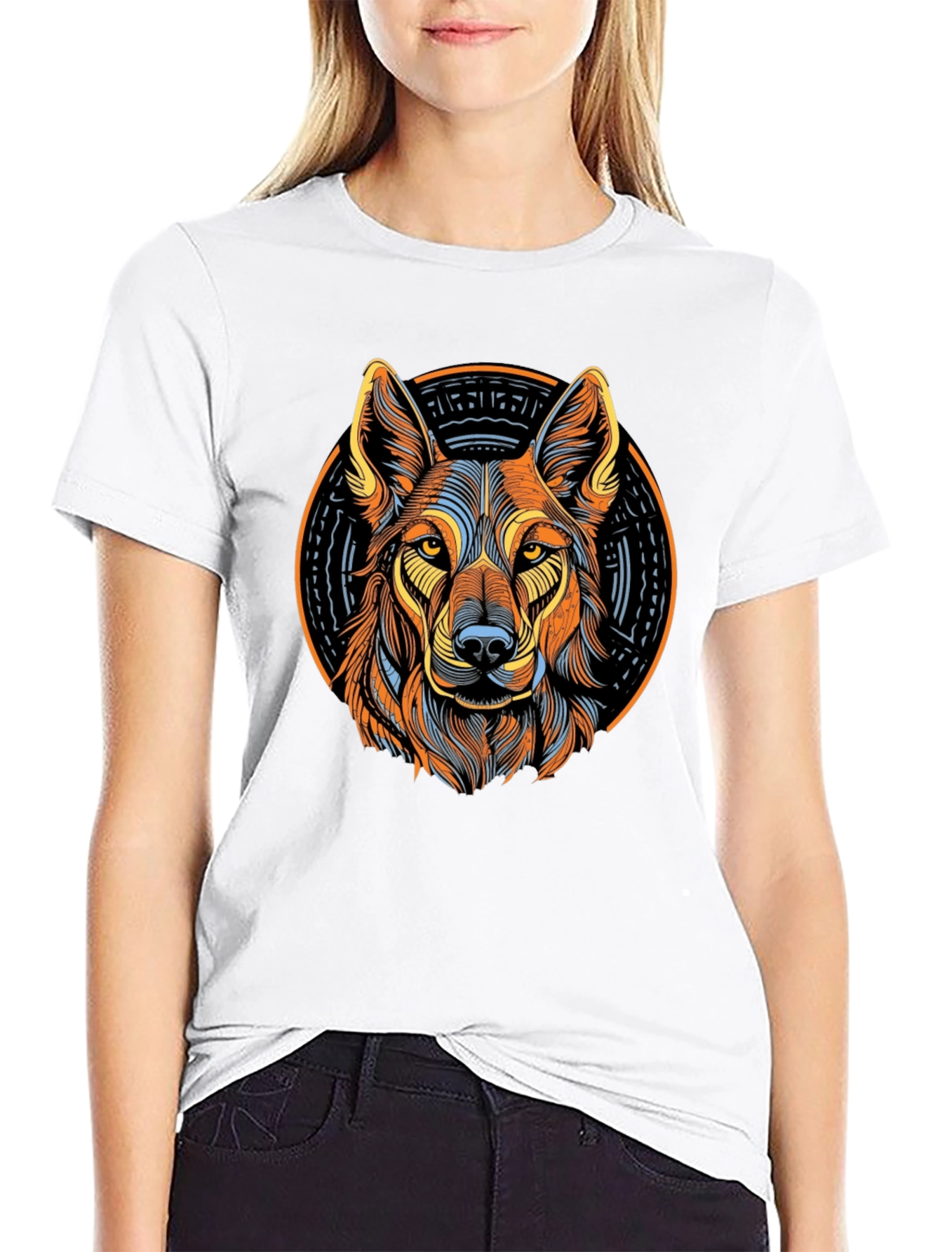 Bold Wolf Graphic Tee - Black Cotton Shirt