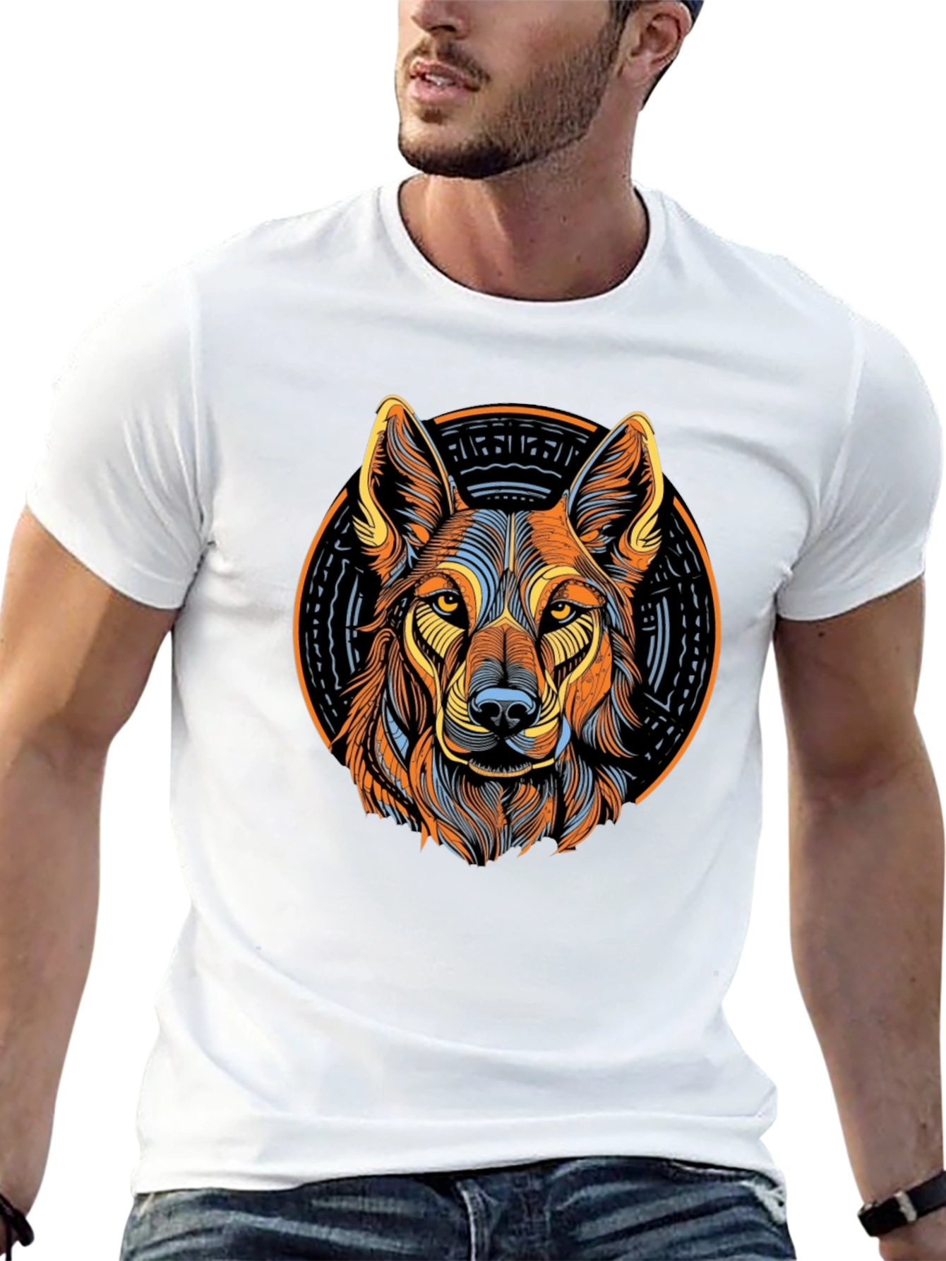Bold Wolf Graphic Tee - Black Cotton Shirt