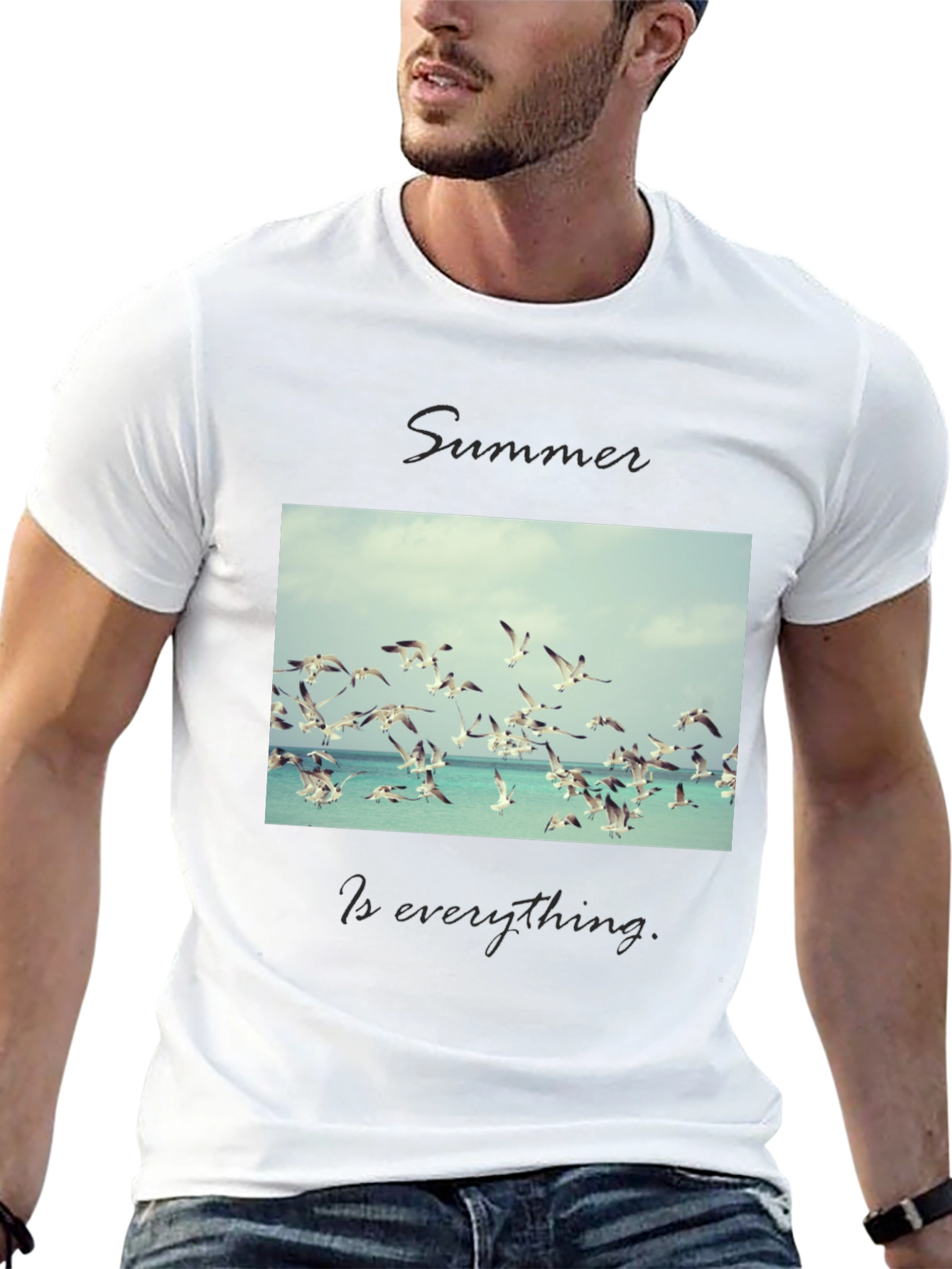 Summer Birds Graphic Tee - Mens Black T-Shirt