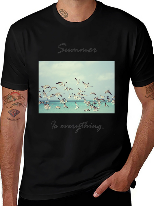 Summer Birds Graphic Tee - Mens Black T-Shirt
