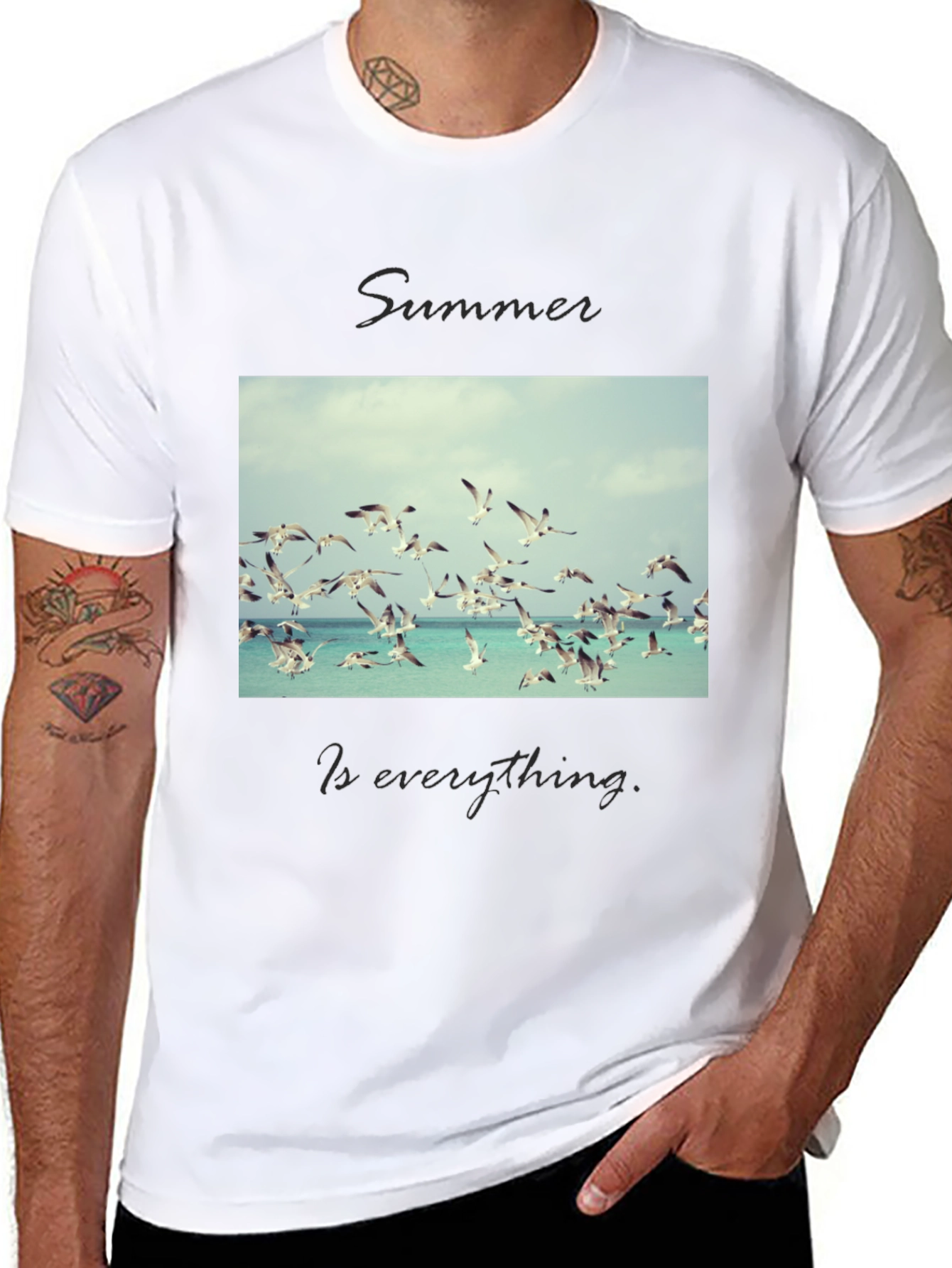 Summer Birds Graphic Tee - Mens Black T-Shirt