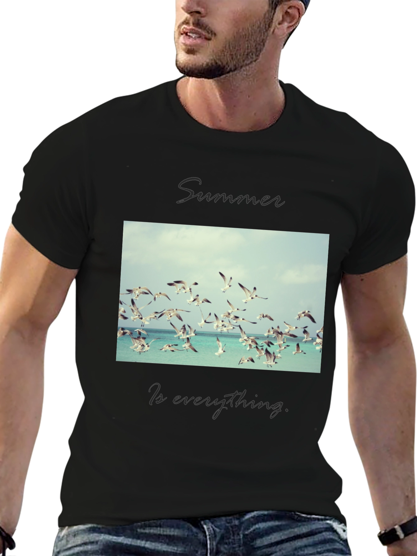 Summer Birds Graphic Tee - Mens Black T-Shirt