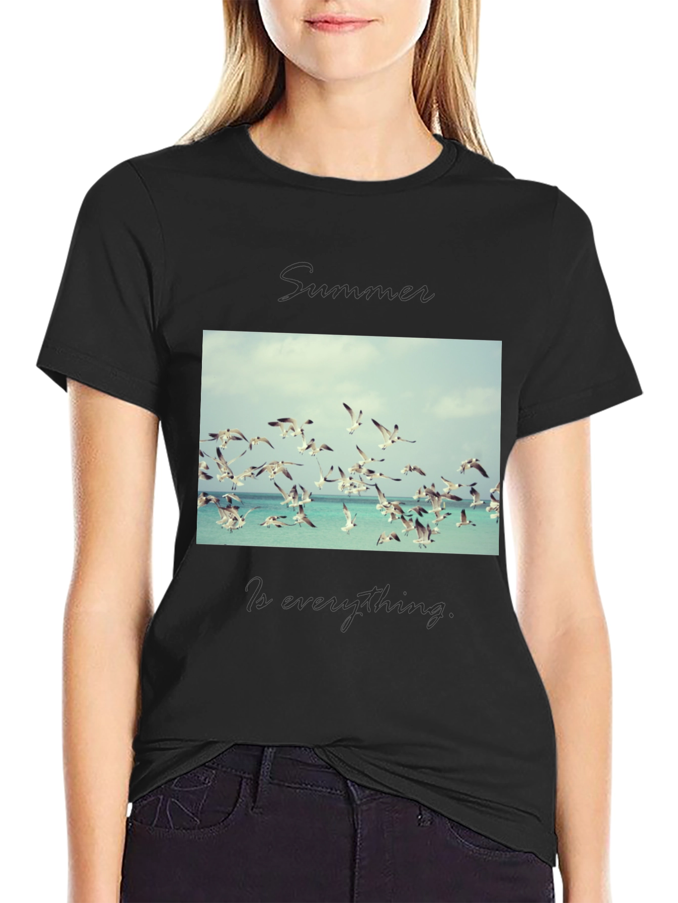Summer Birds Graphic Tee - Mens Black T-Shirt