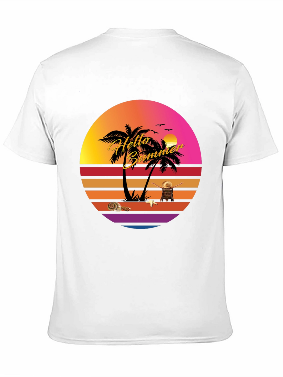 Hello Summer Sunset T-Shirt - Tropical Vibes