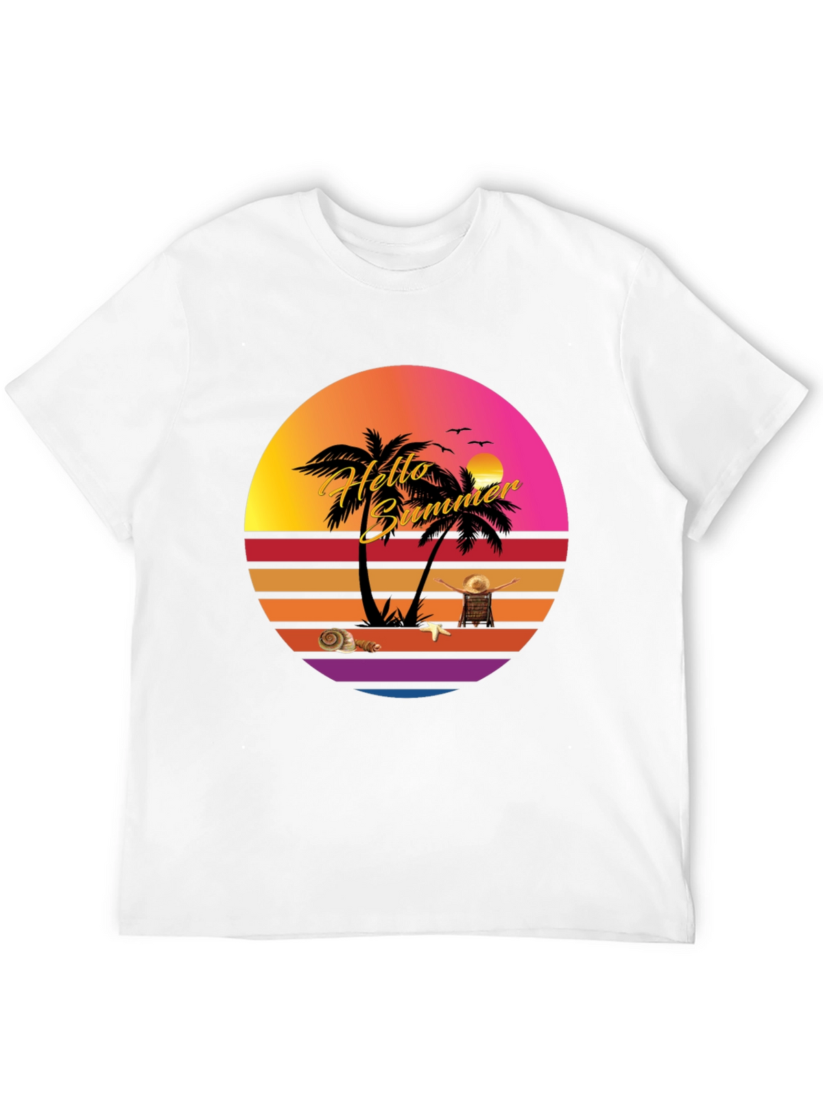 Hello Summer Sunset T-Shirt - Tropical Vibes