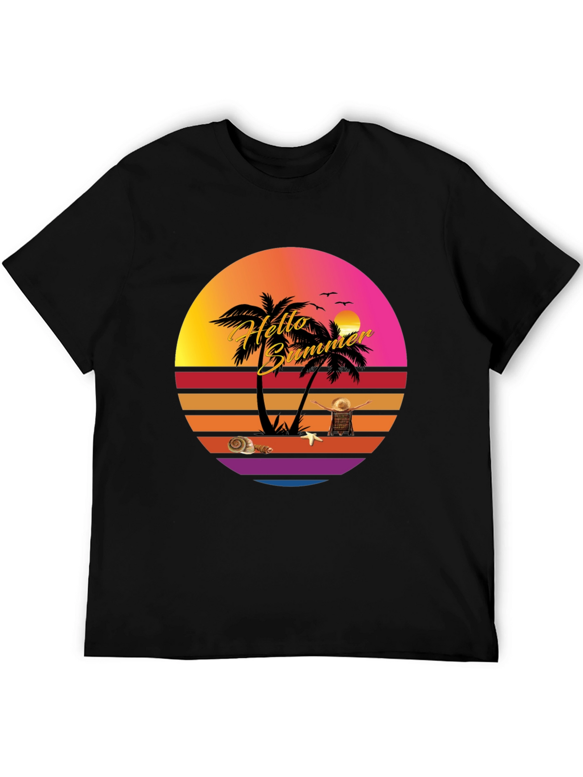 Hello Summer Sunset T-Shirt - Tropical Vibes