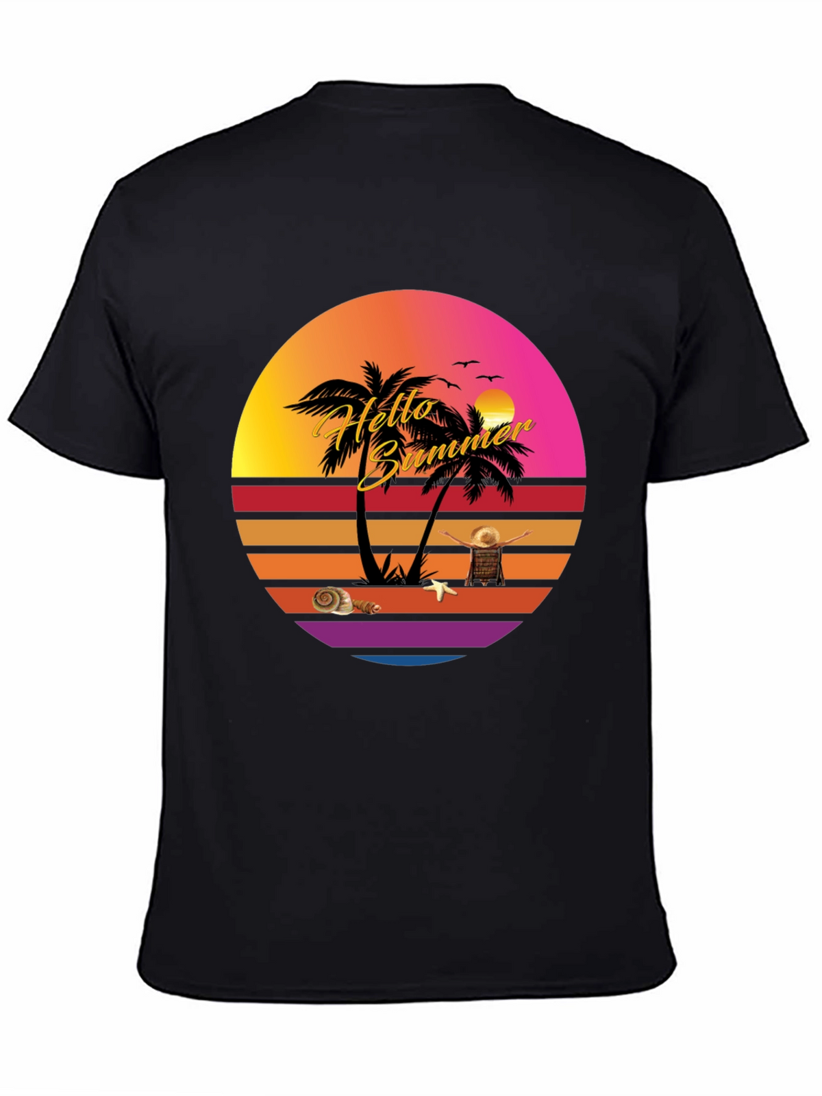 Hello Summer Sunset T-Shirt - Tropical Vibes