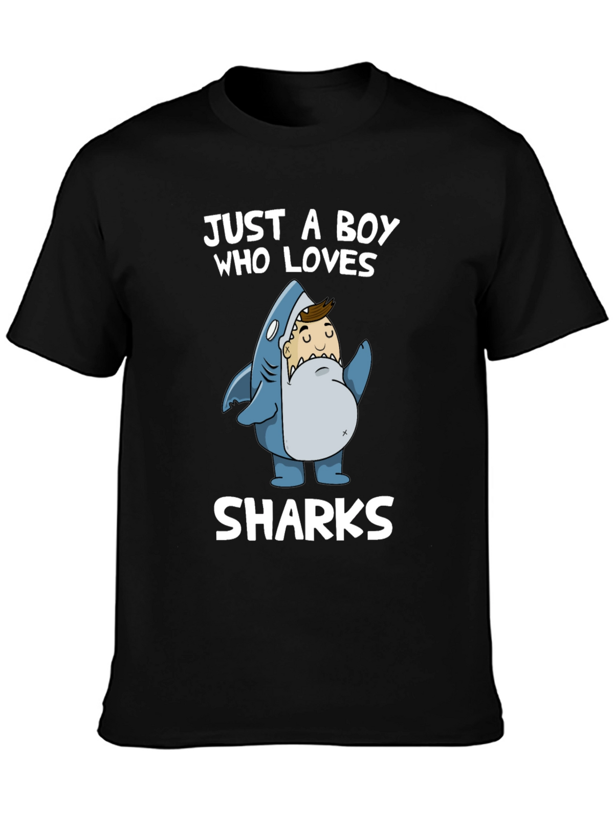 Just a Boy Who Loves Sharks T-Shirt - Black