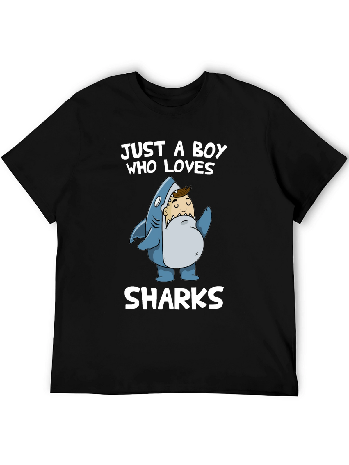 Just a Boy Who Loves Sharks T-Shirt - Black