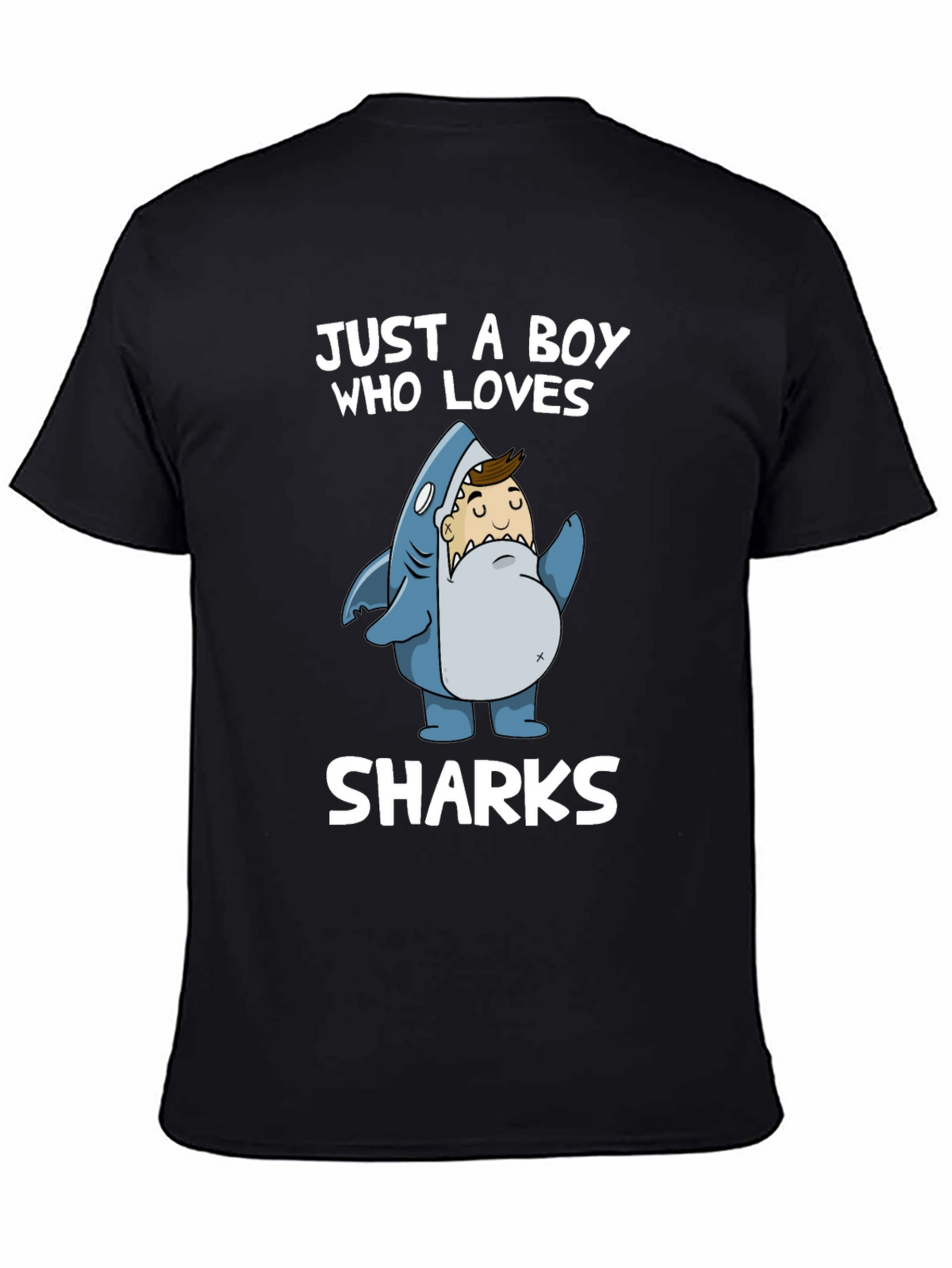 Just a Boy Who Loves Sharks T-Shirt - Black