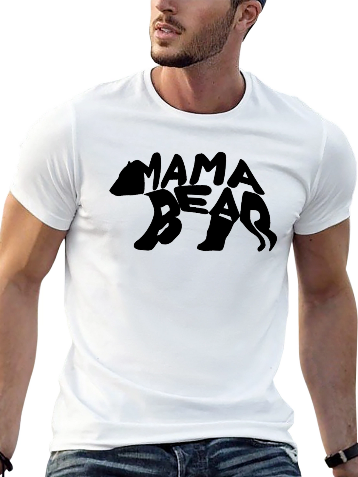 Mama Bear T-Shirt - Bear Silhouette Text Design