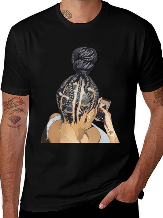 Braided Bun Graphic Tee - Stylish Casual Wear