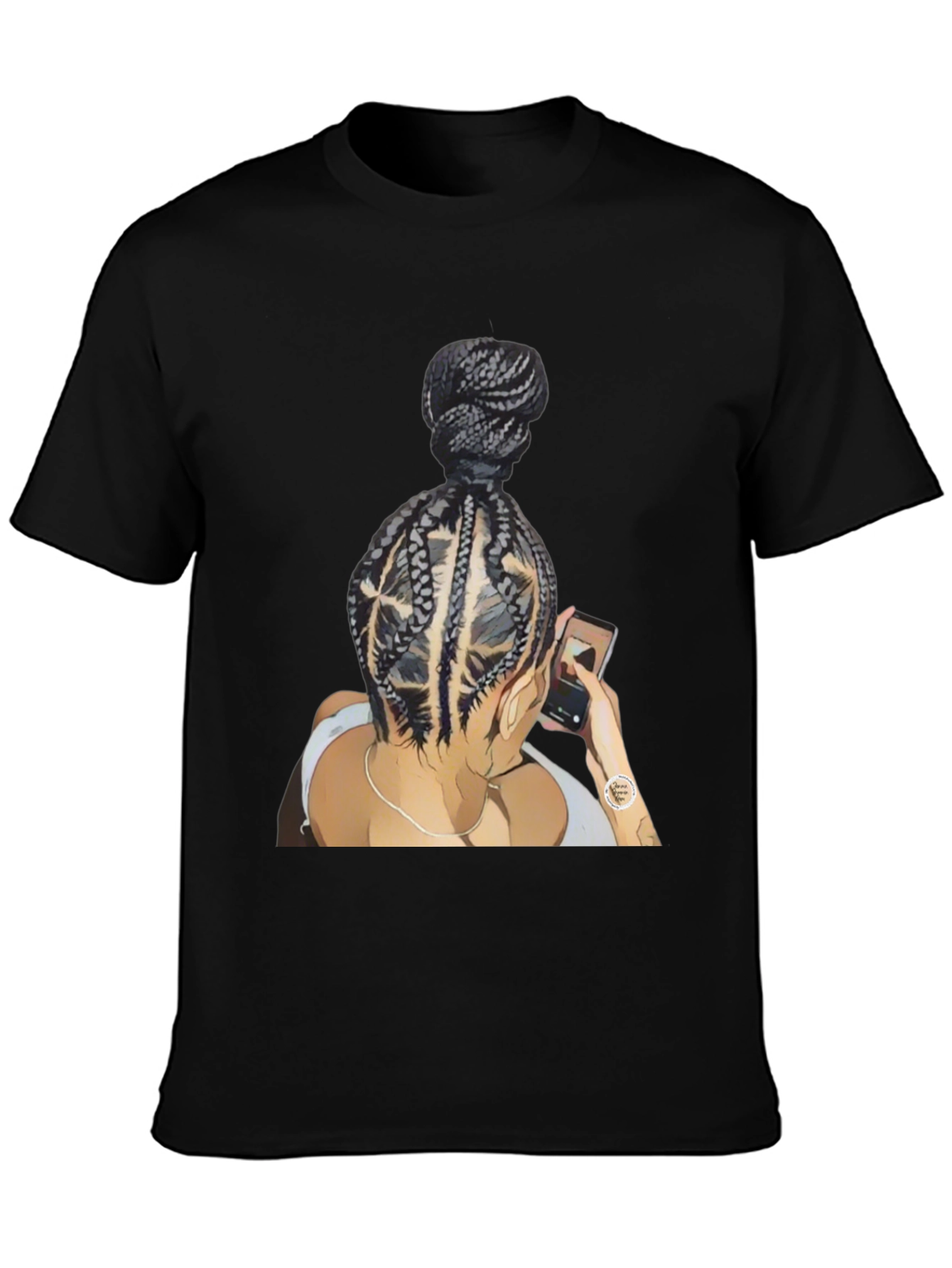 Braided Bun Graphic Tee - Stylish Casual Wear