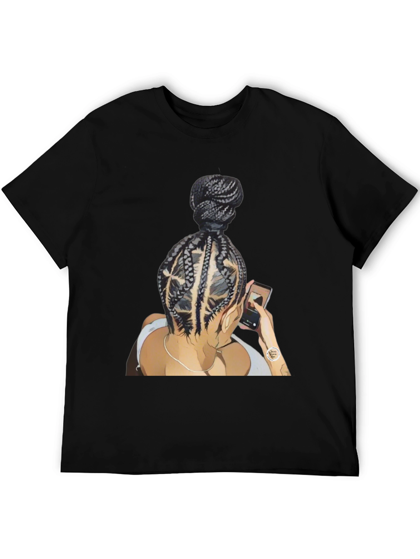 Braided Bun Graphic Tee - Stylish Casual Wear