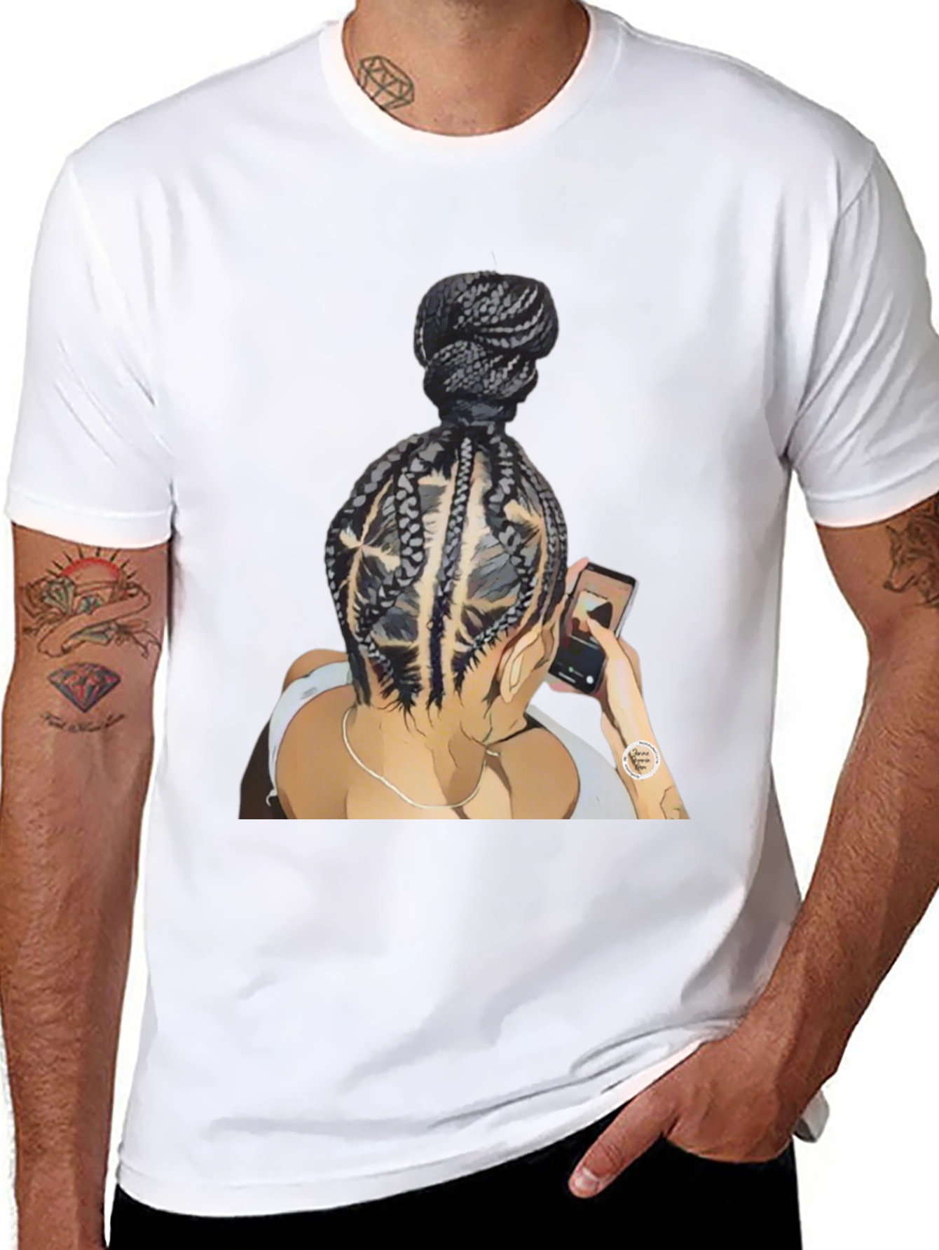 Braided Bun Graphic Tee - Stylish Casual Wear