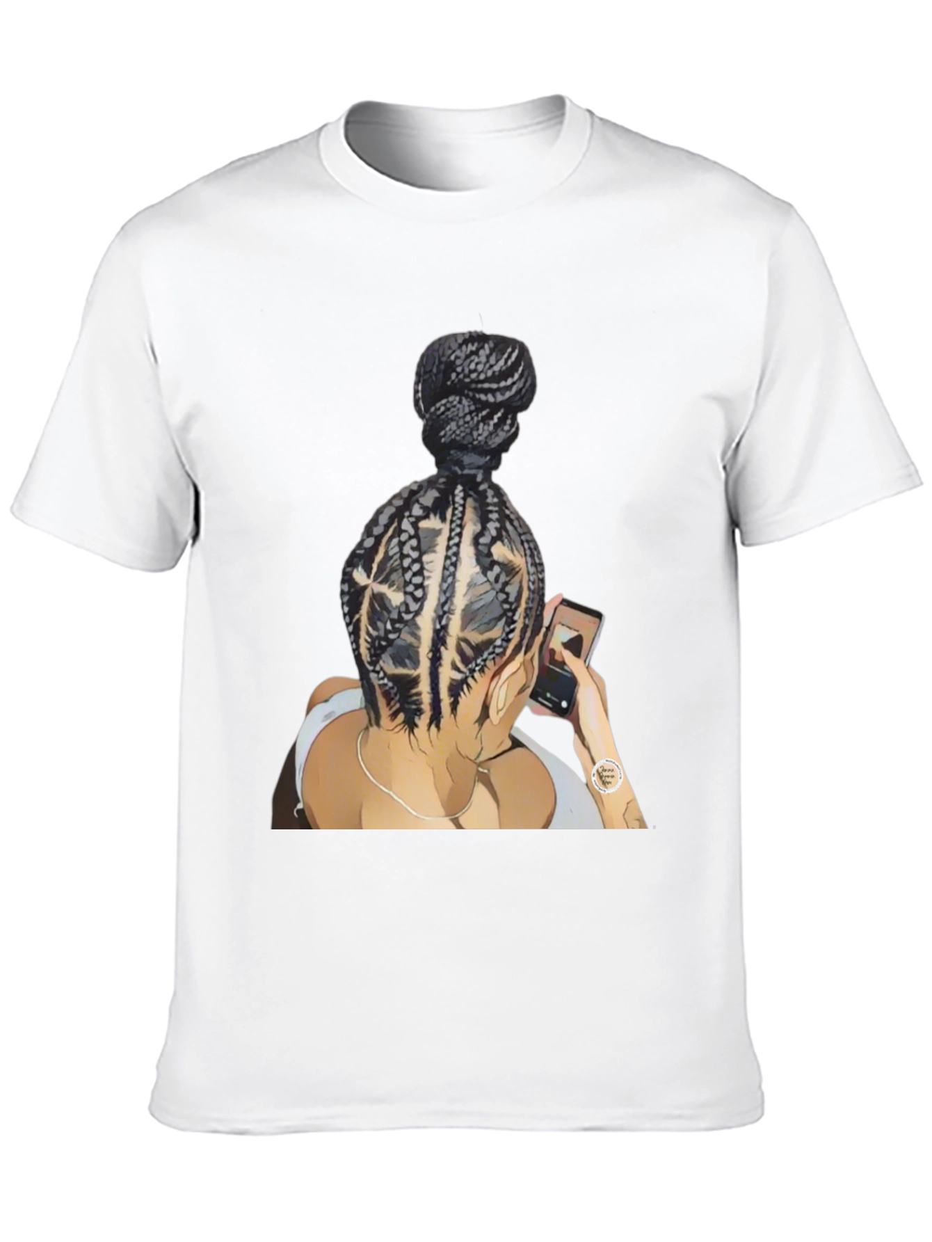 Braided Bun Graphic Tee - Stylish Casual Wear