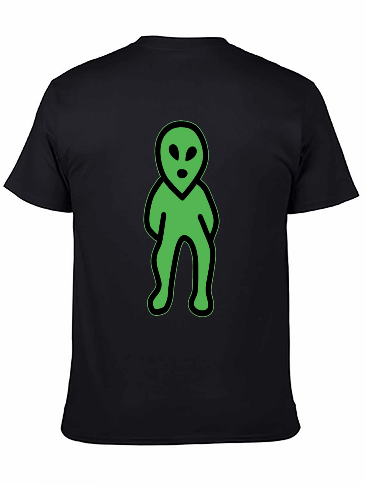 Green Alien Graphic Tee - Black Cotton Blend Shirt