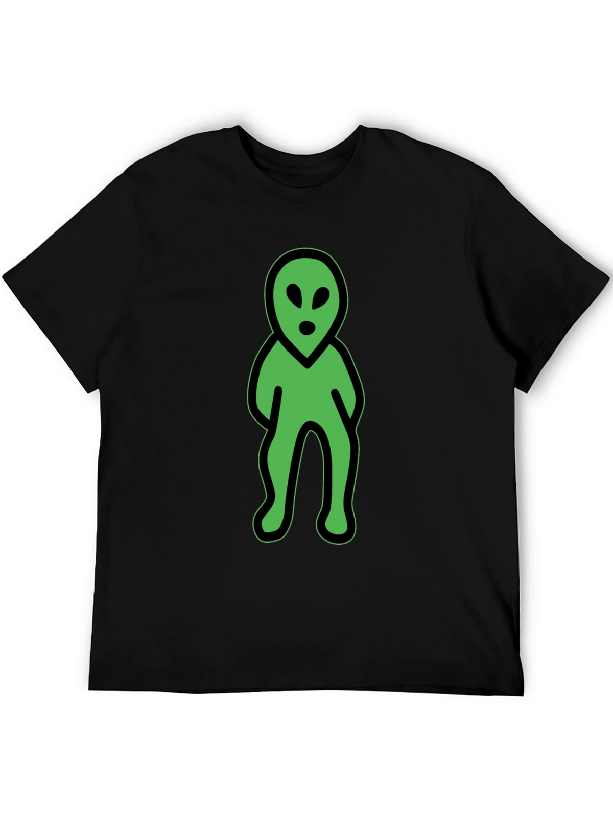 Green Alien Graphic Tee - Black Cotton Blend Shirt