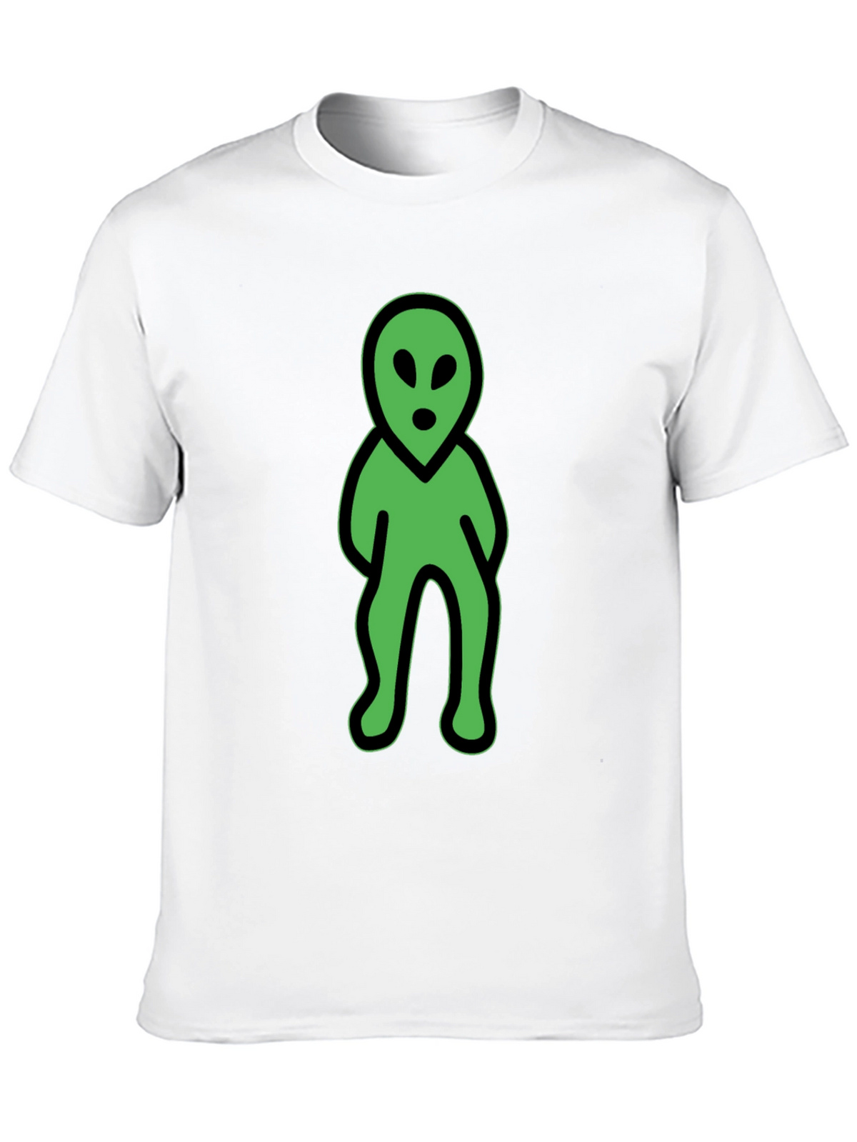Green Alien Graphic Tee - Black Cotton Blend Shirt