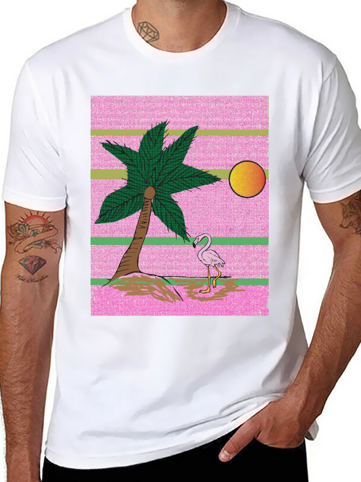 Retro Flamingo Palm Tree T-Shirt