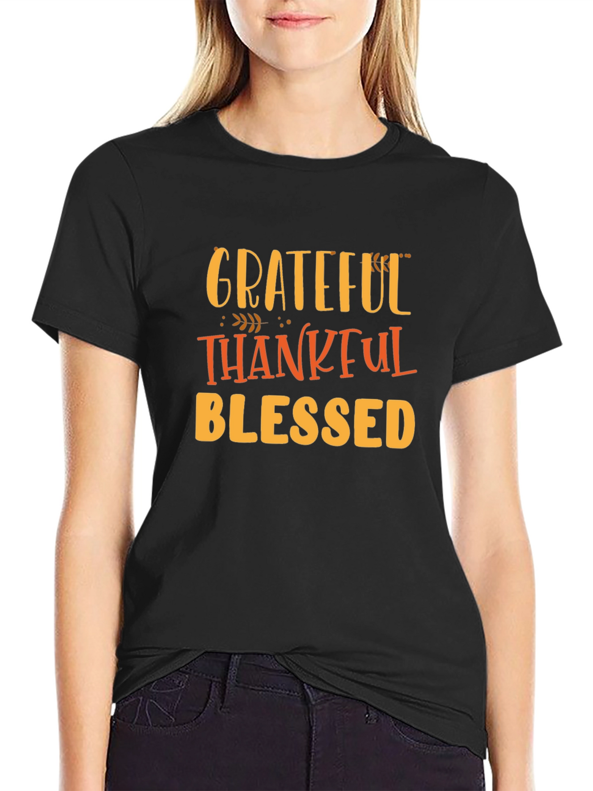 Grateful Thankful Blessed Black Tee