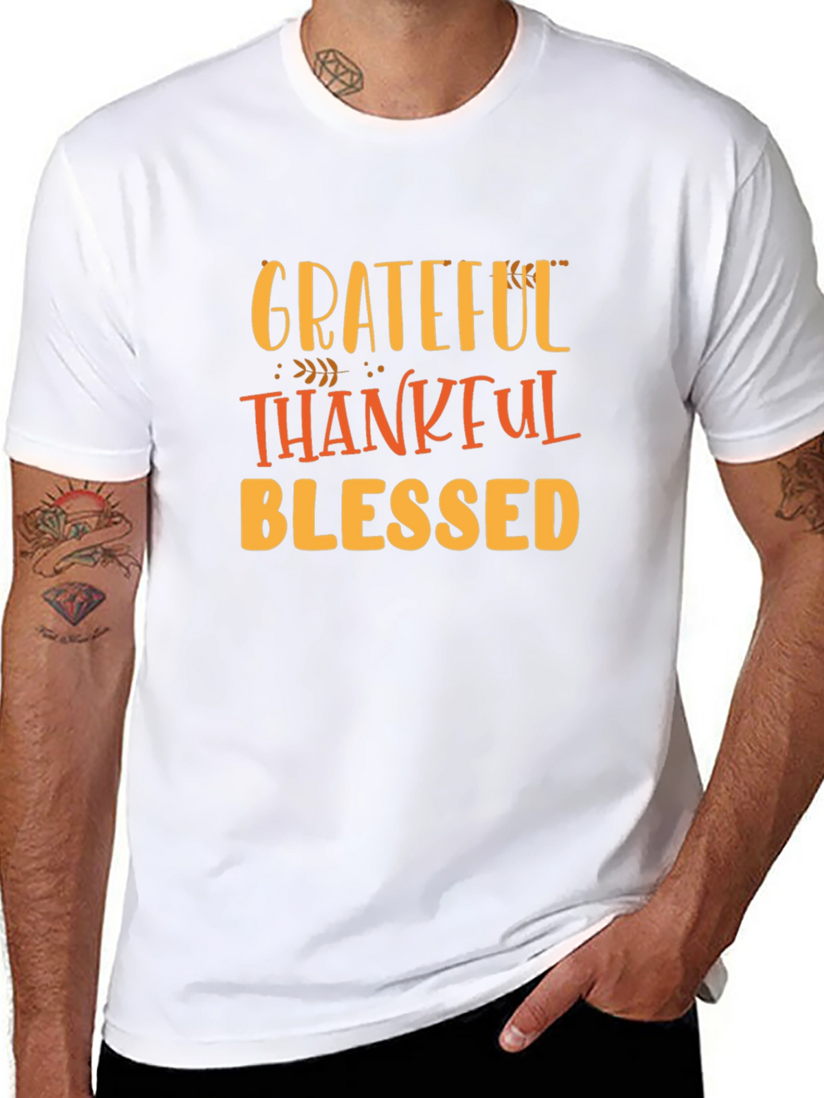 Grateful Thankful Blessed Black Tee